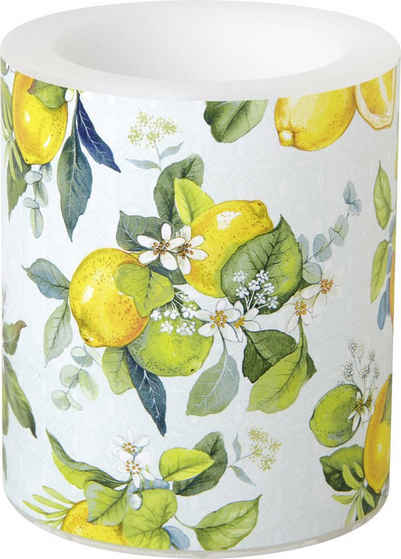 Ihr Ideal Home Range GmbH Stumpenkerze IHR Windlicht Kerze Lemon Wreath 9x10,5 cm Zitronen (1-tlg)