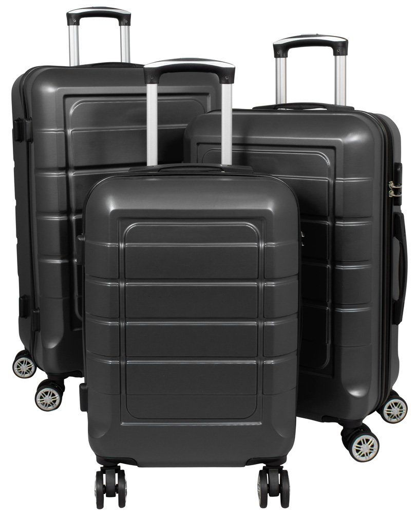 Trendyshop365 Kofferset Kofferset 3 tlg Hartschale Doppelrollen Zahlenschloss, (Hartschale, Trolley), Zwillingsrollen, Zahlenschloss, ABS, robust und leicht