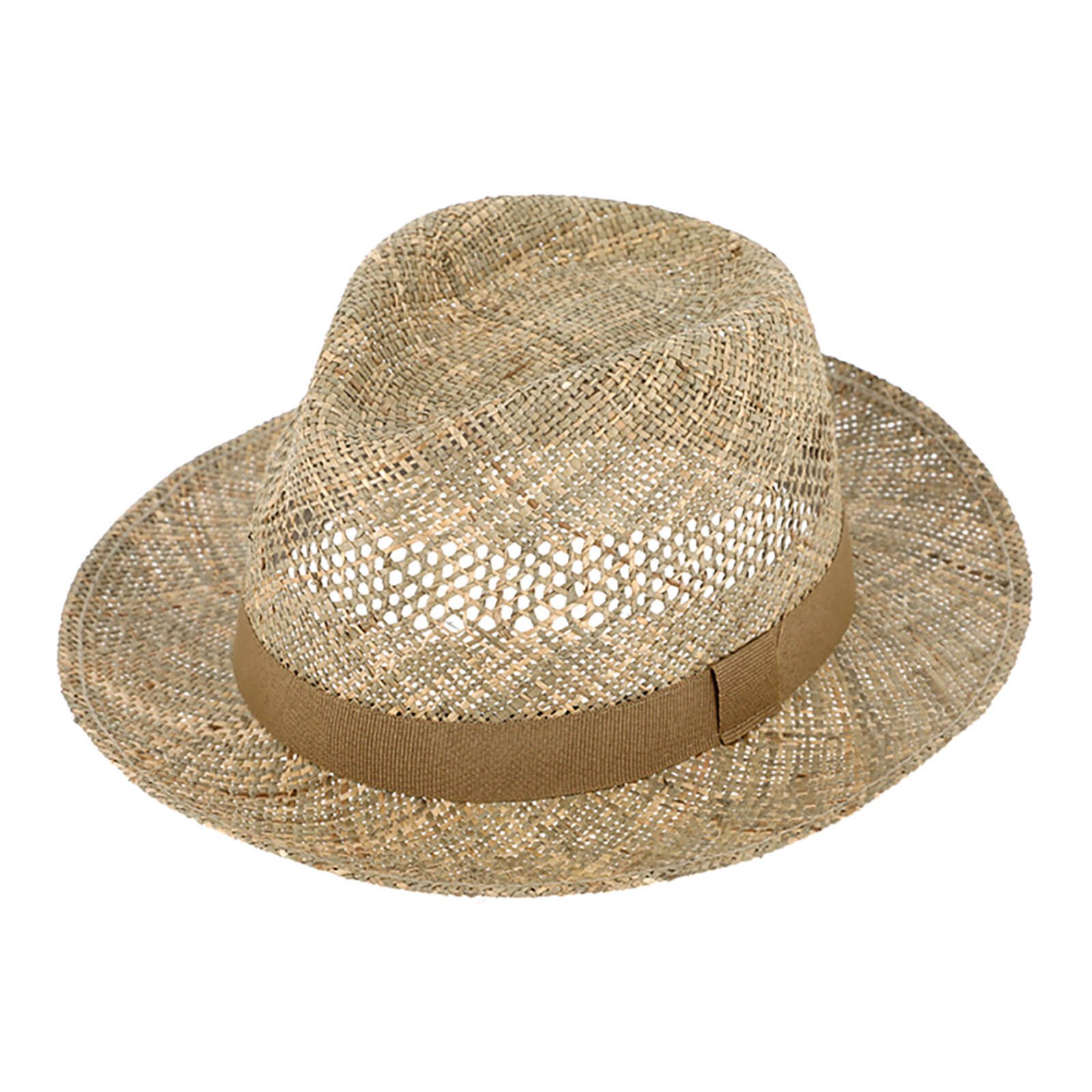Strohhut Strohhut Fedora aus Seegras mit einfarbigem Band