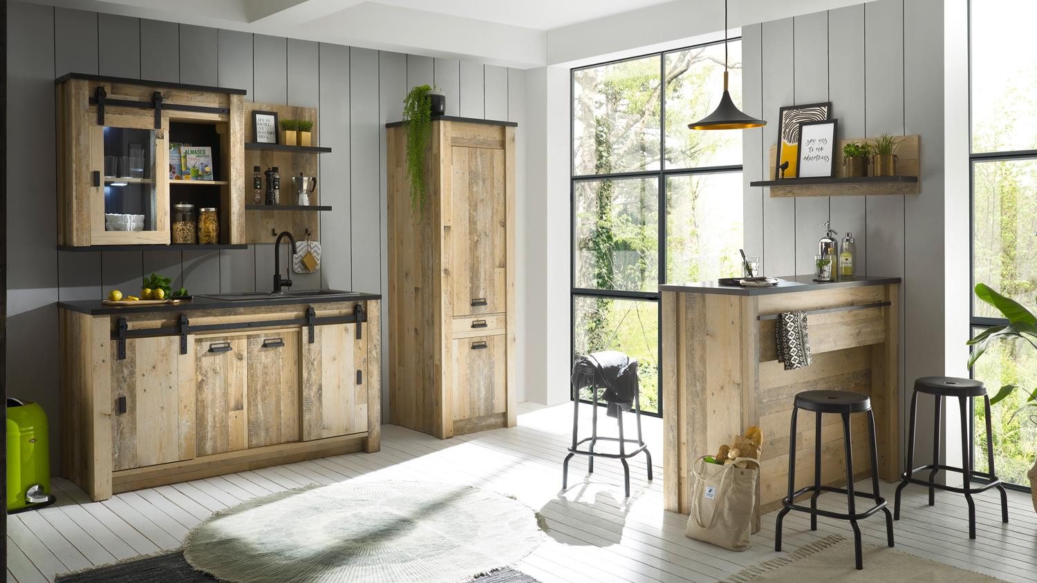 Möbel Akut Küche Küche Sherwood Old Grey hell 6-teilig Soft-Close-Funktion