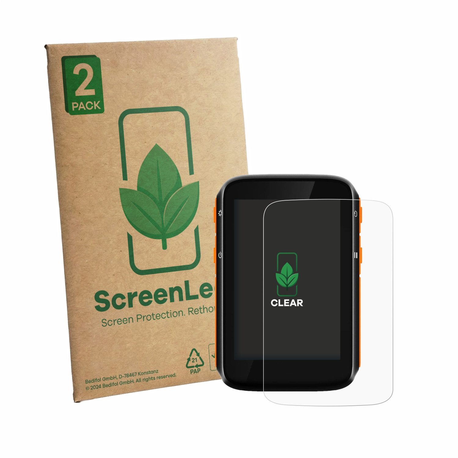 ScreenLeaf Displayschutzfolie Schutzfolie für CooSpo BC200 2024, 2 Stück, Displayschutz Schutz Folie Klar Transparent