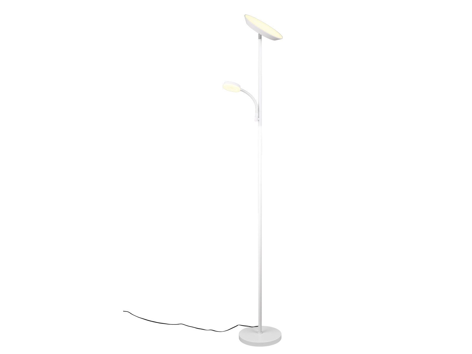 Reality Leuchten LED Stehlampe, Dimmfunktion, LED fest integriert, Dimmbar über Touch Schalter, Warmweiß, Neutralweiß, Tageslichtweiß, groß, Decken-Fluter mit Leselampe und Metall-Fuß zum Dimmen Höhe 178cm