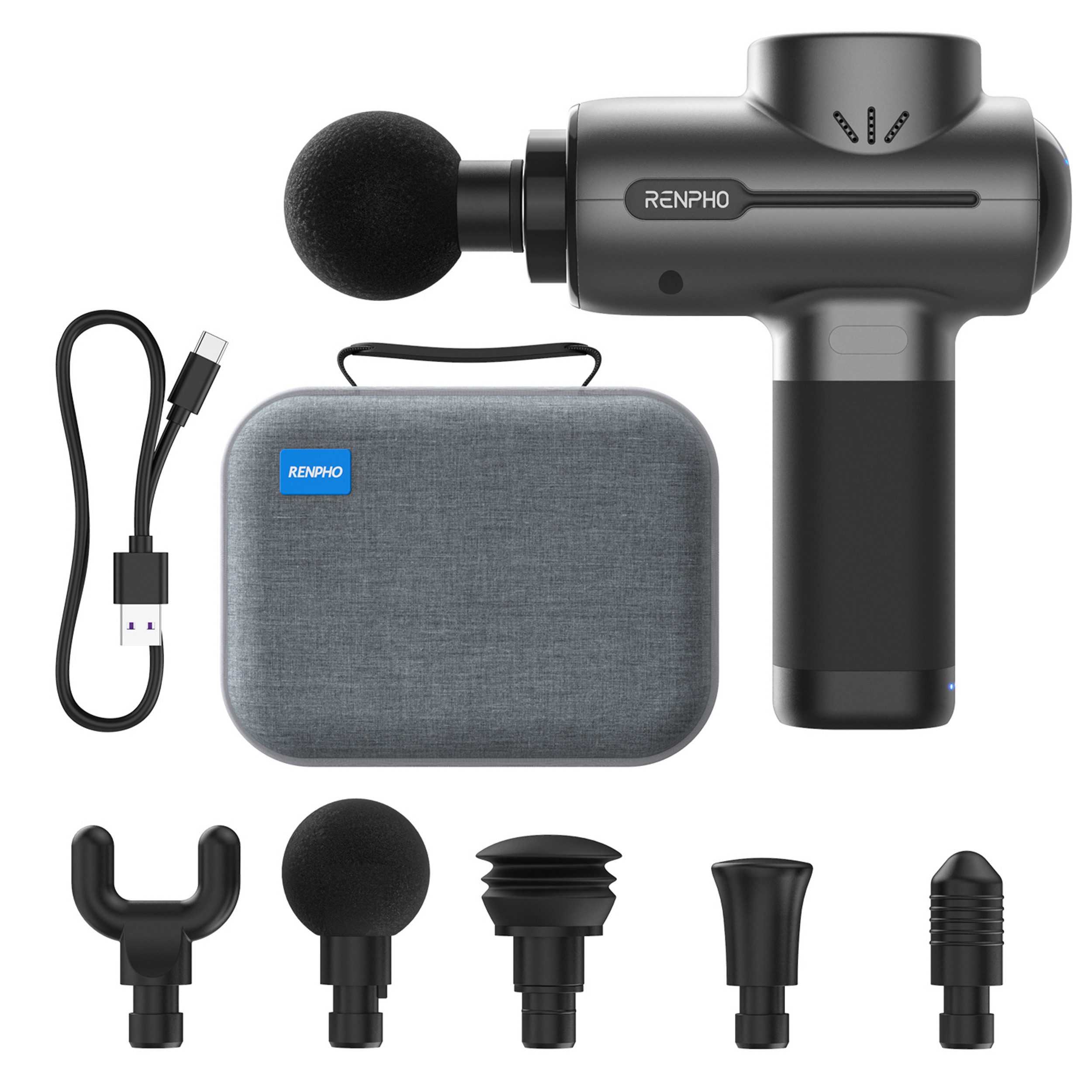 RENPHO Massagepistole Renpho Active Massage Gun 5 Heads 5 Speeds Schwarz