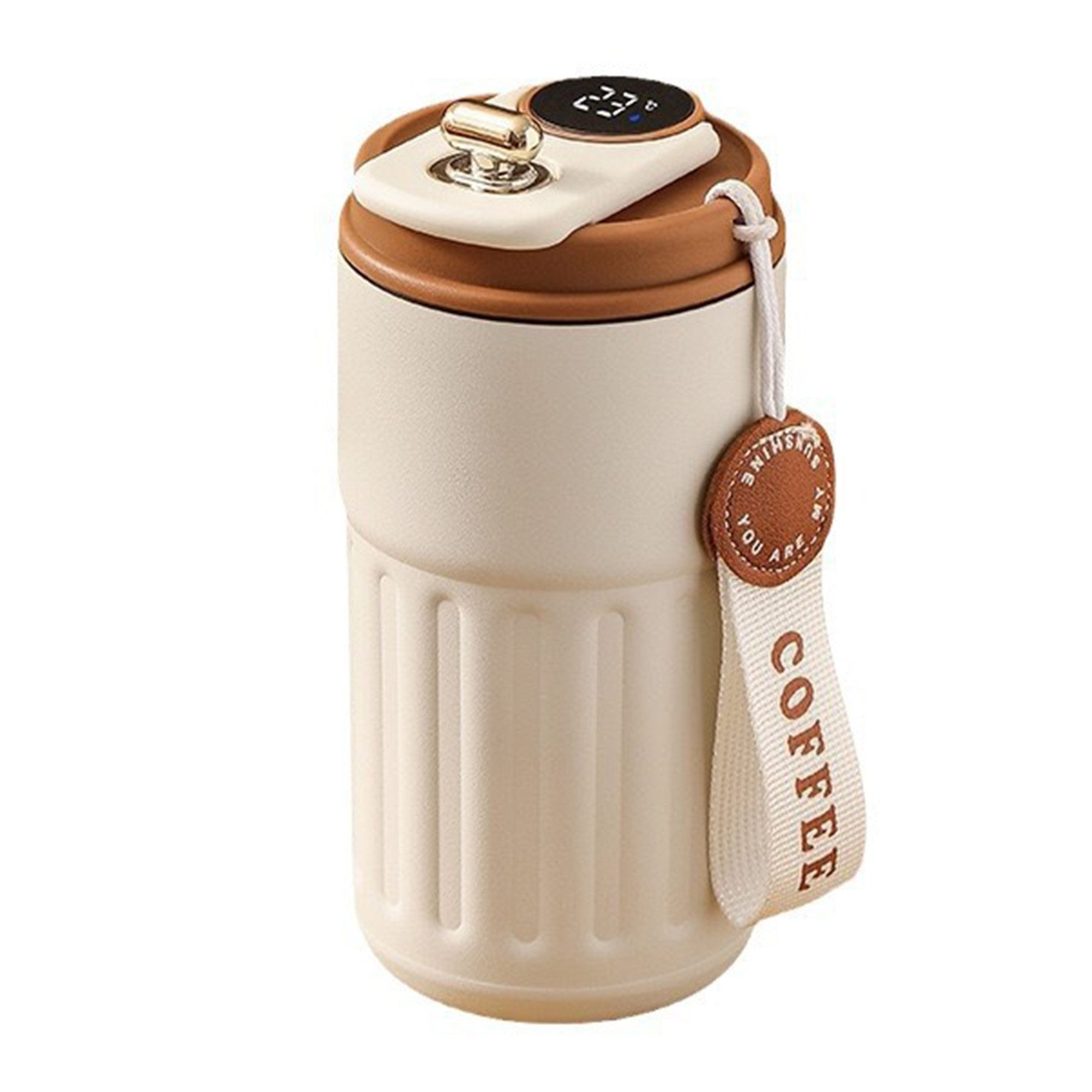Senmudi Термокружка Чашки to go 450ml,316 Edelstahl Isolierbecher, Digitalanzeige mit Auslaufsicherem Deckel für Wasser,Milch,Saft,Tee