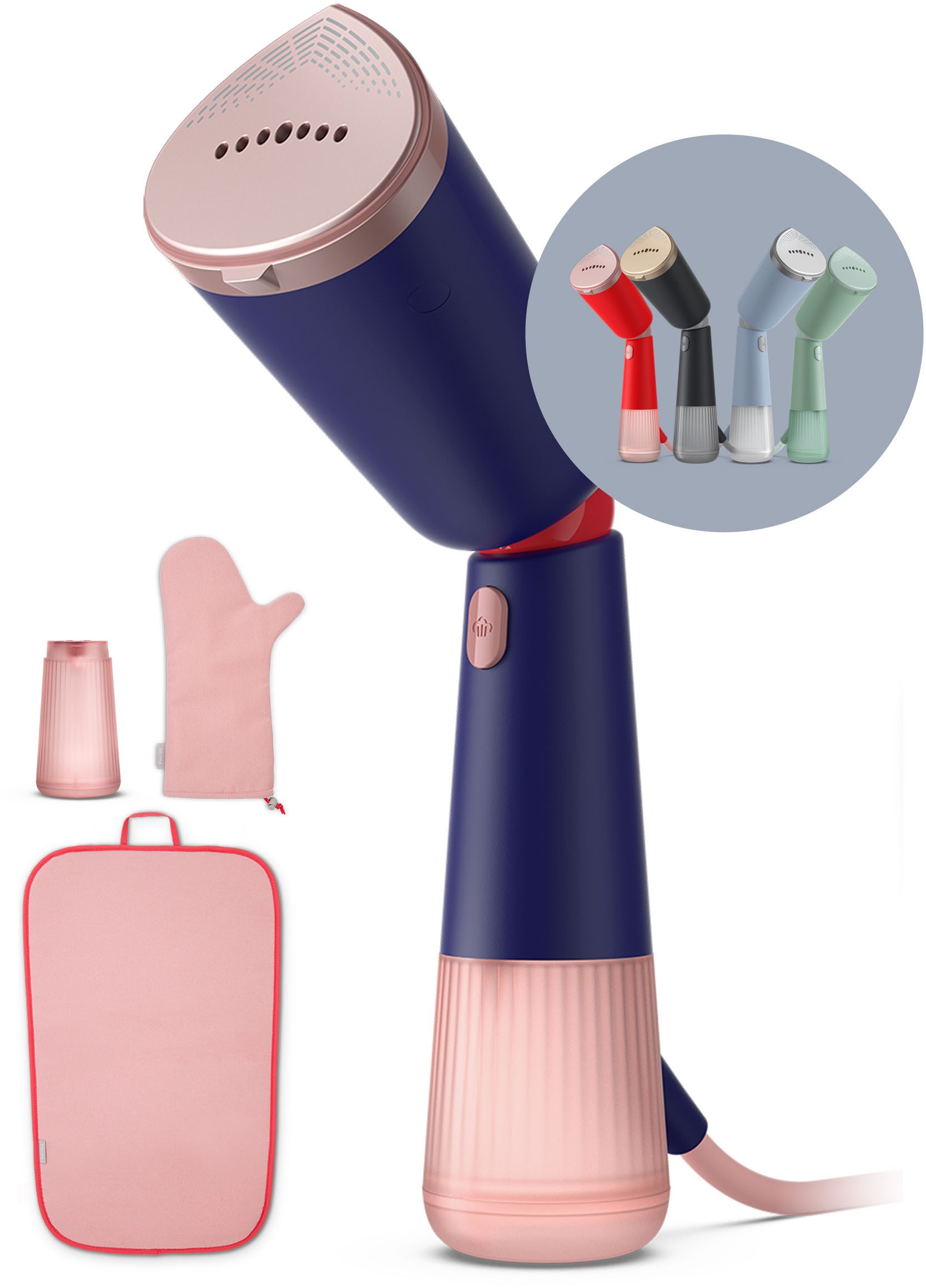 Philips Dampfbürste STH5030 "Styler", 120 ml und 200 ml Wassertank, Metallplatte, 1400 W, Steamer im schlanken Design; 2-in-1 Handschuh, Tasche, Stylemat inkl.