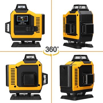 Tidyard Linienlaser 16 Linien Laser Level 3 ° Selbstnivellierende Maschine, (Fernbedienung, Stativständer), Neigungsmodus, Hebeplattform, Fensterclip, Aufbewahrungstasche