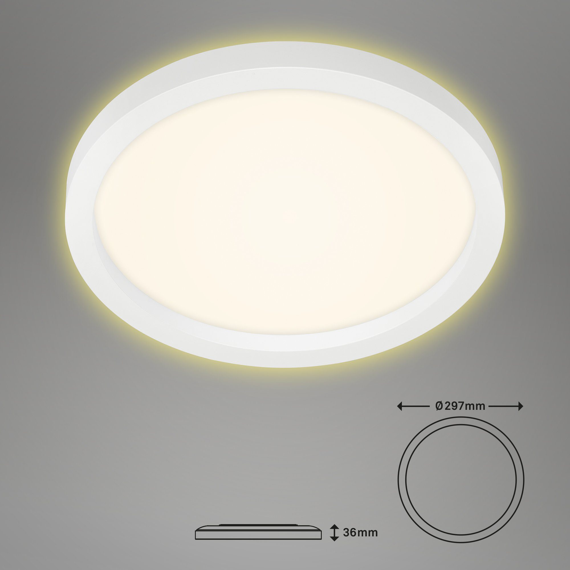 LED LED Deckenleuchte Leuchten Hintergrundlicht 18W Warmweiß, 3000K Ø29,7cm fest Briloner Deckenlampe verbaut, 7361-016,