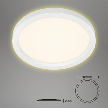 Briloner Leuchten LED Deckenleuchte 7361-016, LED fest verbaut, Warmweiß, Deckenlampe Ø29,7cm Hintergrundlicht 18W 3000K