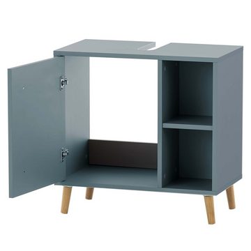 Lomadox Badmöbel-Set BELFORT-80, (Spar-Set, 5-St), Badezimmer Schränke Unterschrank LED Spiegel skandinavisch blau