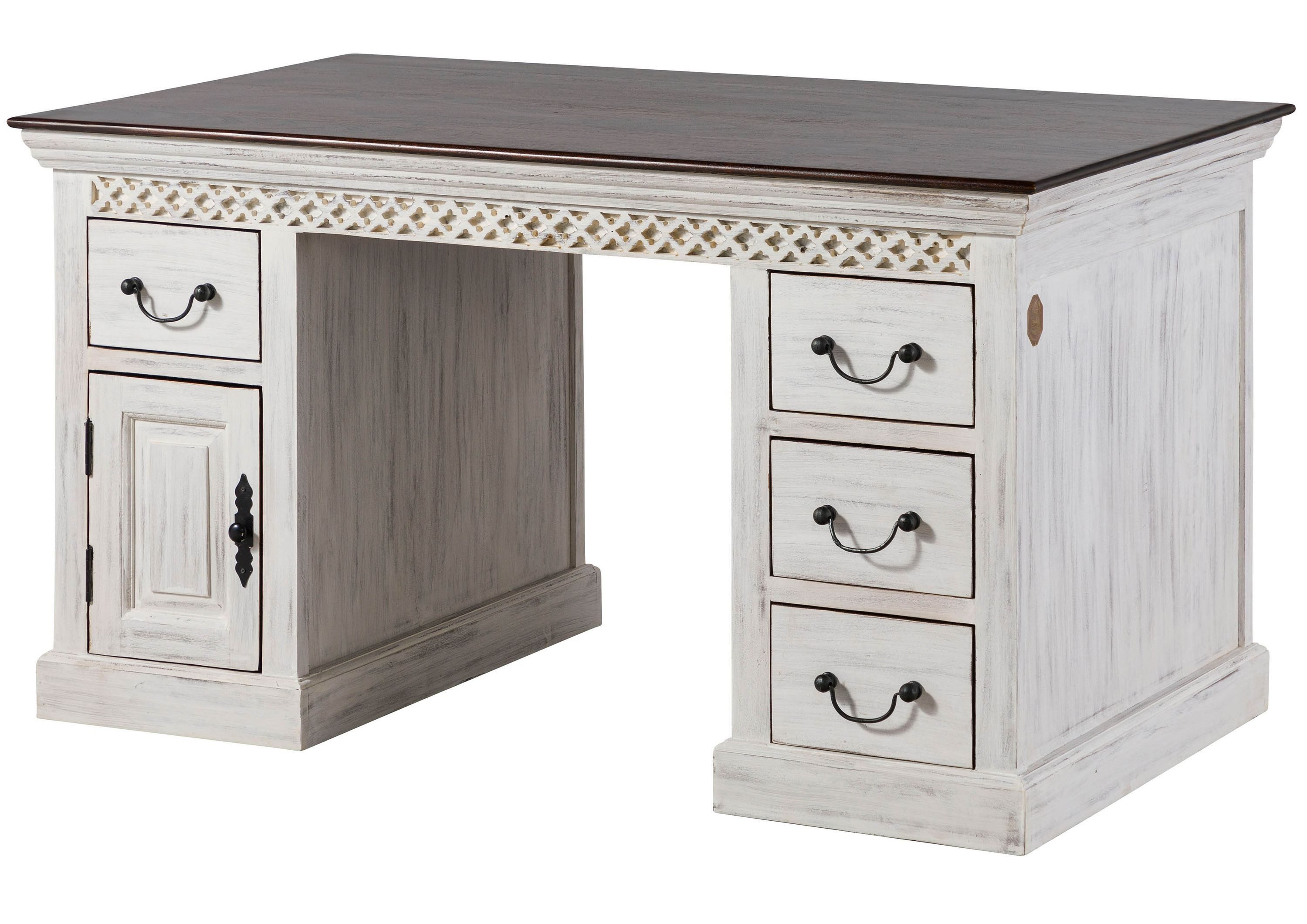 Massivmoebel24 Schreibtisch CASTLE-ANTIK (Mango / Akazie günstig online kaufen