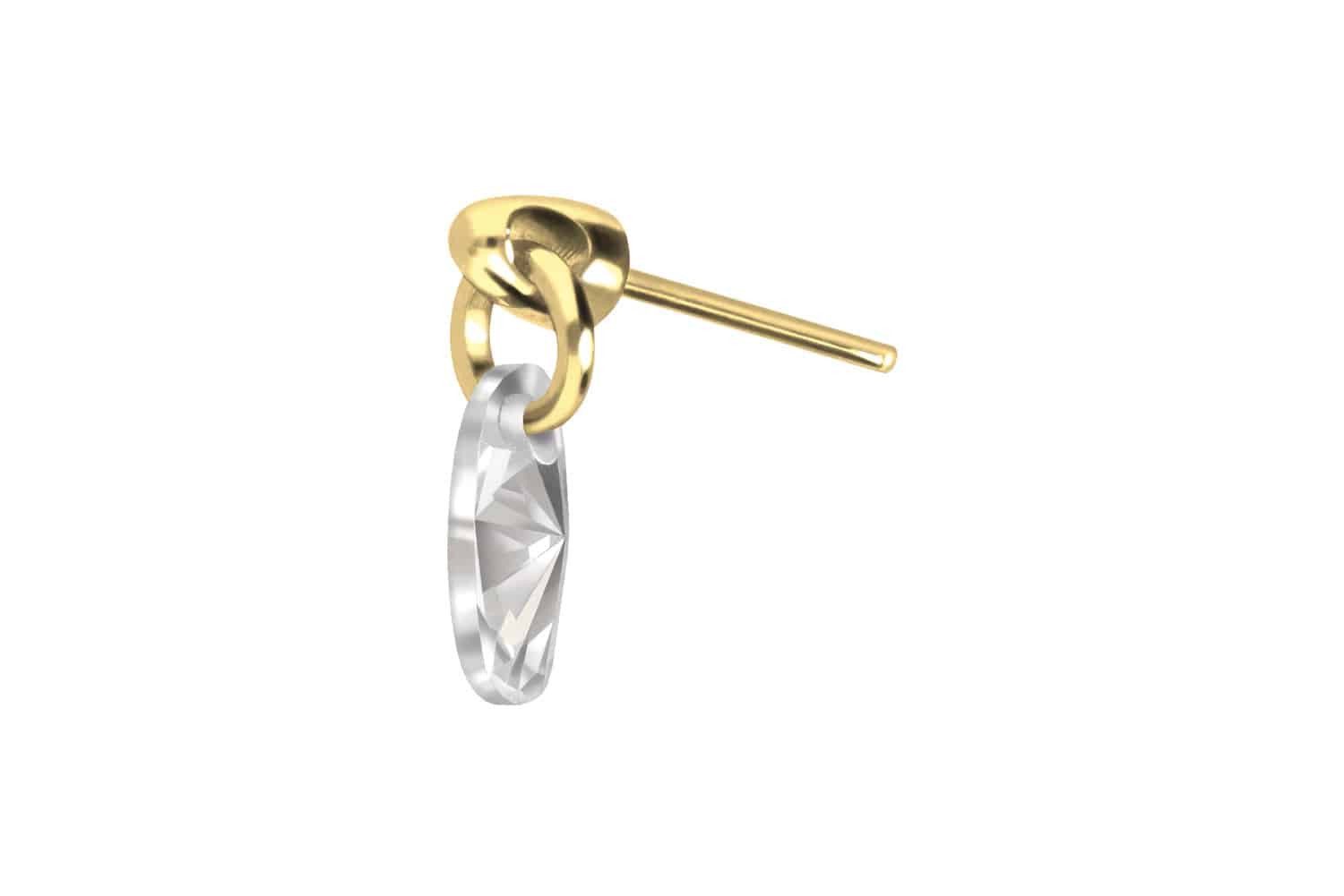 Piercing-Set Titan Aufsatz mit Push Pin KRISTALLOVAL