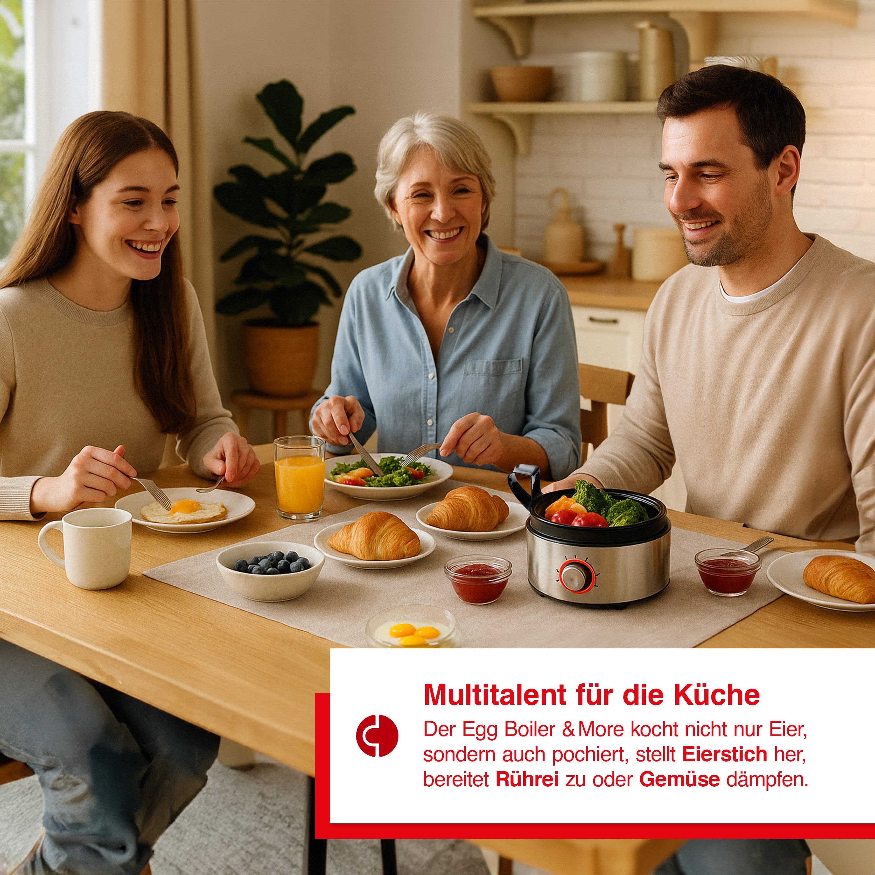 SOLIS OF SWITZERLAND Eierkocher Egg, Boiler& More, Typ 8272, Cool-Touch-Griff, Timer, Kocheinsatz