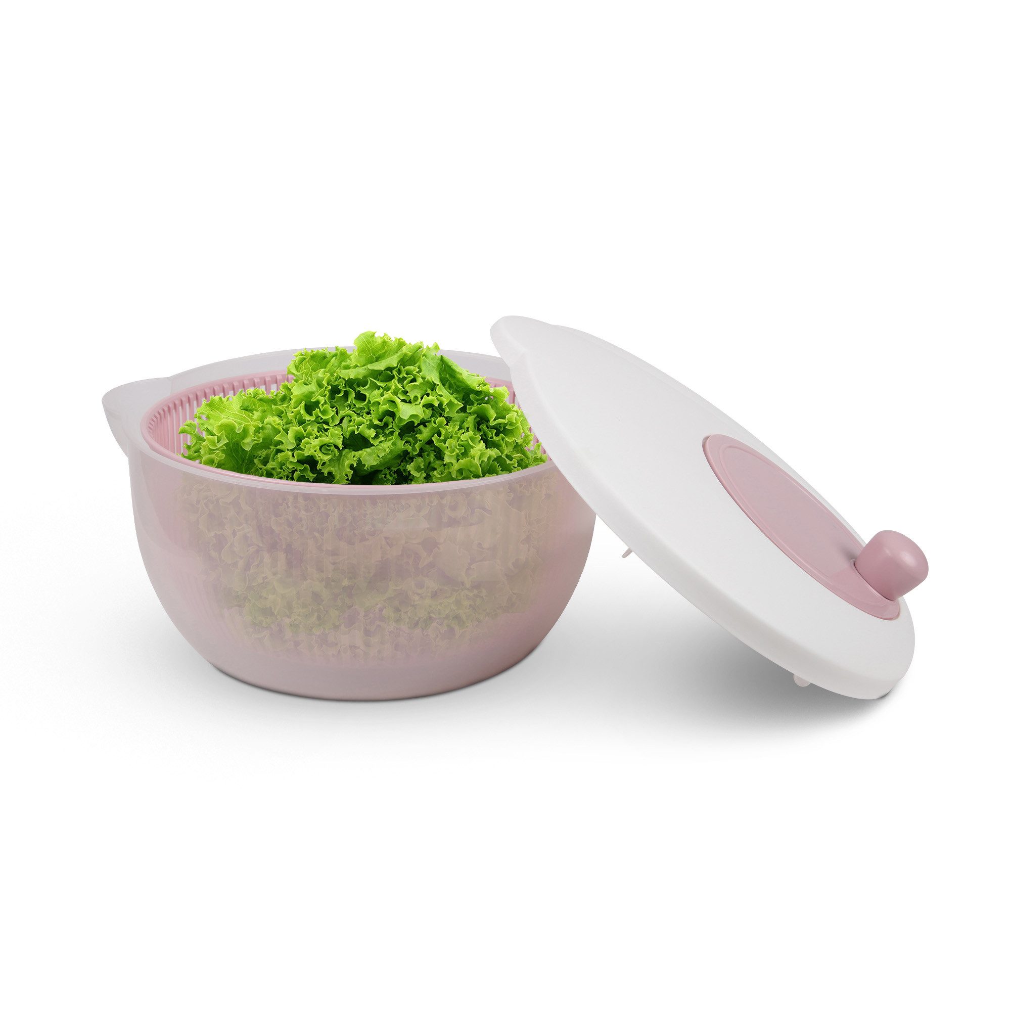 Pro Home Salatschleuder 3D Kurbel, (4 Liter / Ø25cm, 3in1 - Schleuder, Sieb und Salatschüssel), Salattrockner - Schleudern ohne Kraftaufwand, Spülmaschinenfest