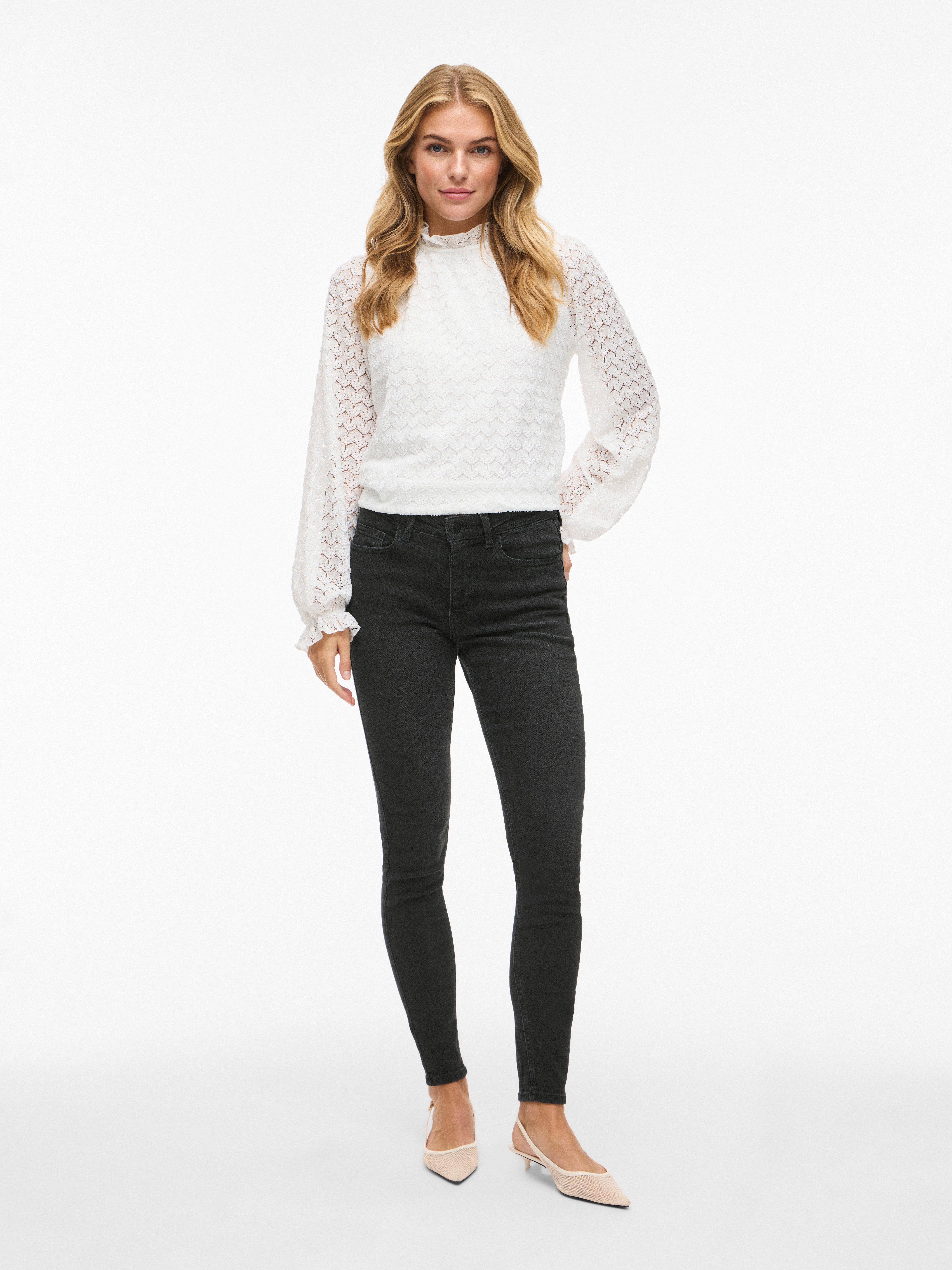 Vila Skinny-fit-Jeans VISARAH RW SKINNY JEANS BLK BUB00-NOOS