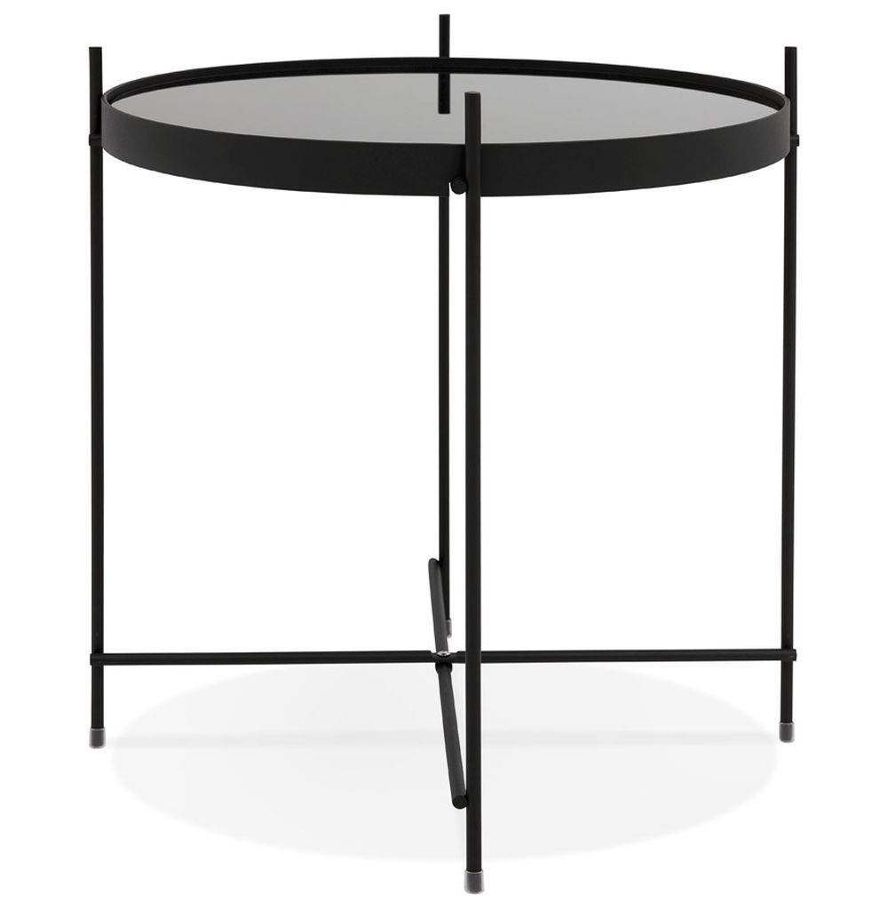 KADIMA DESIGN Beistelltisch PIPER Glas Couchtisch MINI Schwarz Anstelltisch