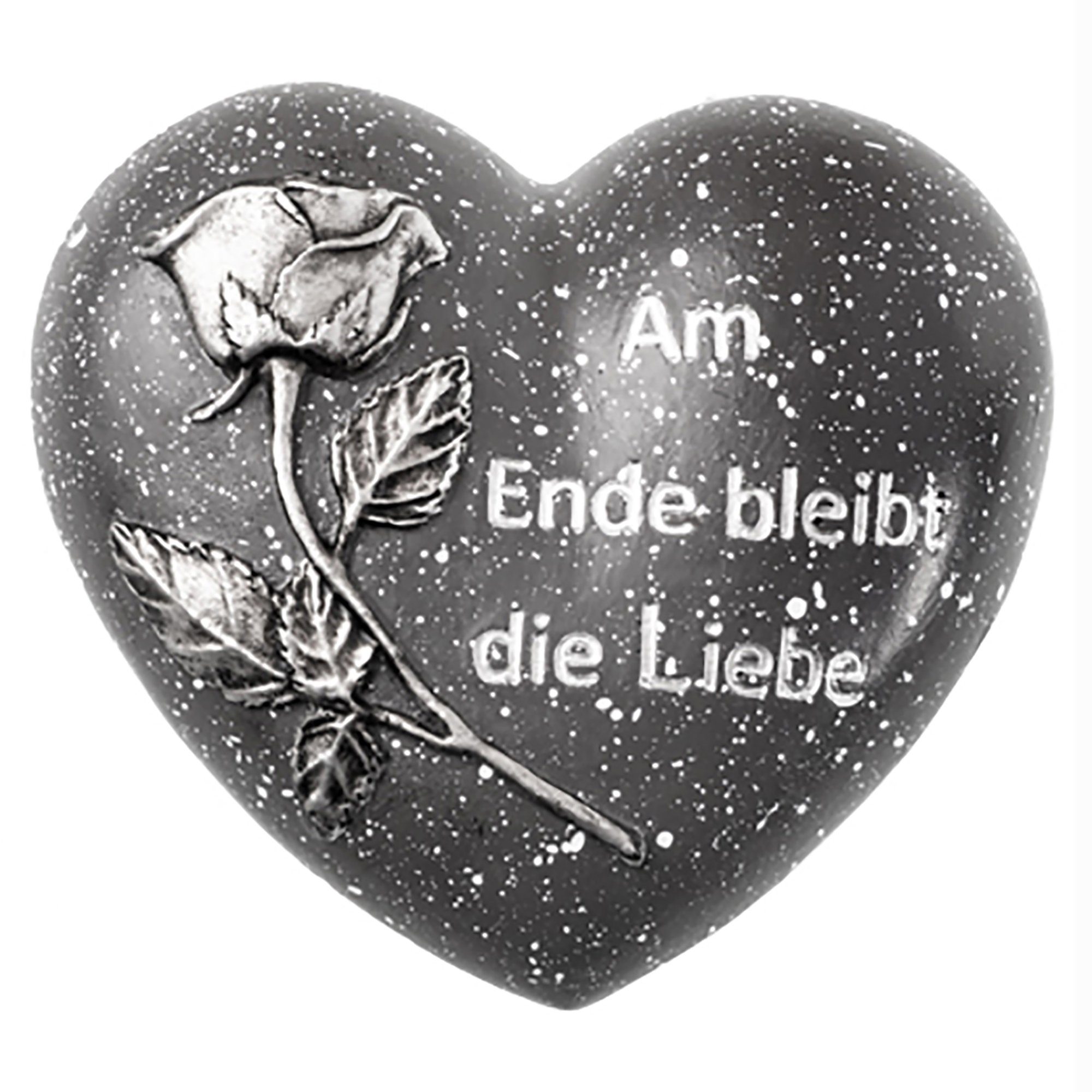 Grabdeko (Am Herz Erinnerung bleibt Annastore Friedhof x Deko), witterungsbeständig 10,5 9,5 zur cm Grabschmuck, Gartenfigur (Grabfigur, frostfest - Ende Besinnliche Liebe) die und