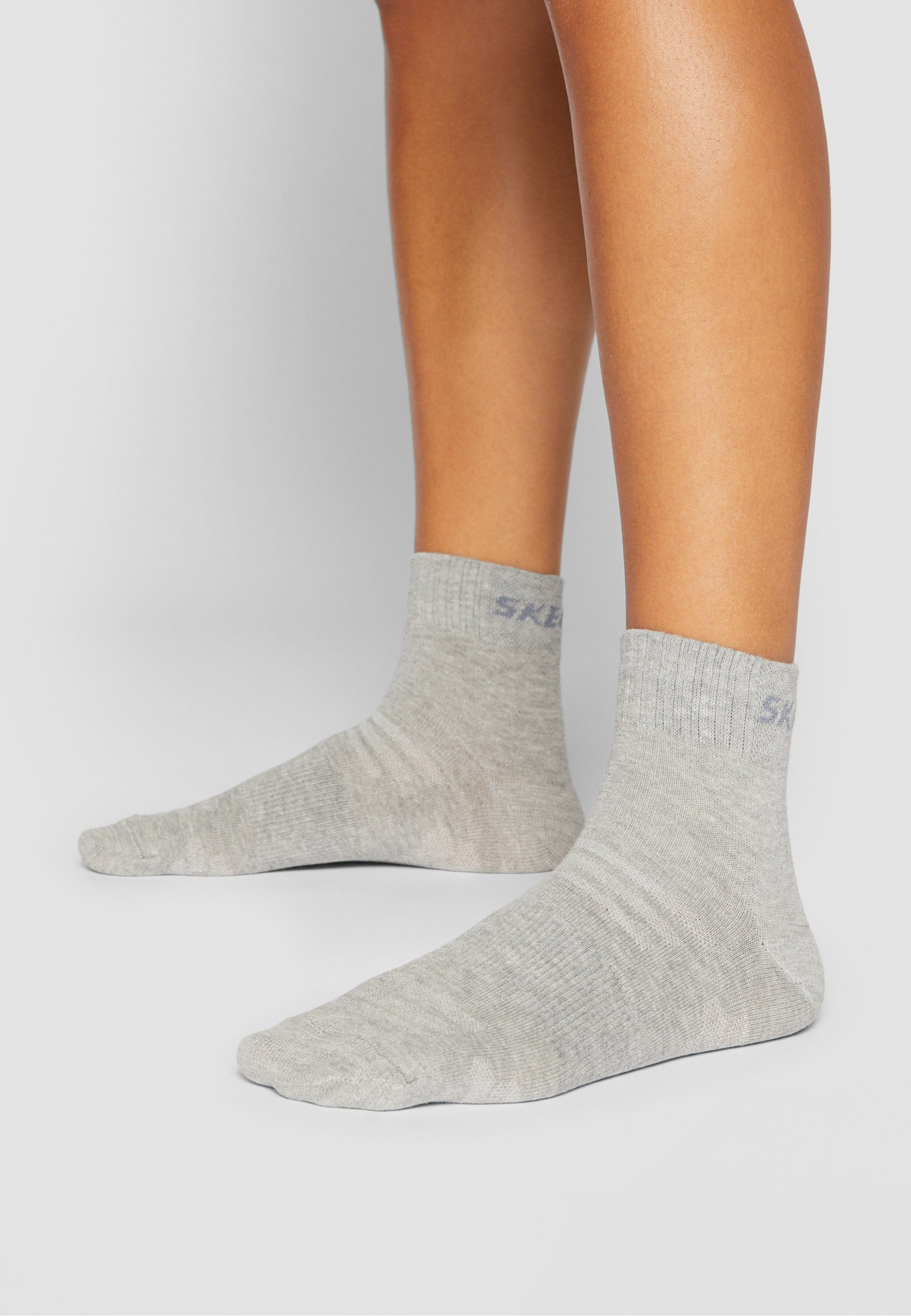 Socken 8er-Pack grau, im Skechers Markenschriftzug mit meliert (8-Paar) schickem