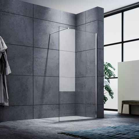 SONNI Walk-in-Dusche Duschkabine Duschabtrennung Duschwand mit Haltestange, 8mm Einscheibensicherheitsglas mit Nano Beschichtung, mit Verstellbereich, Höhe 200cm
