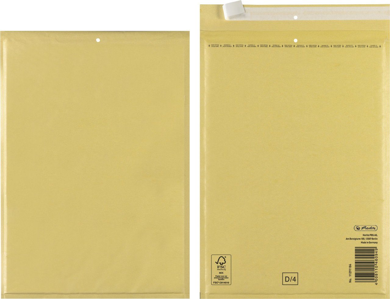 Herlitz Briefumschlag herlitz Luftpolstertasche D4 3 Stück braun