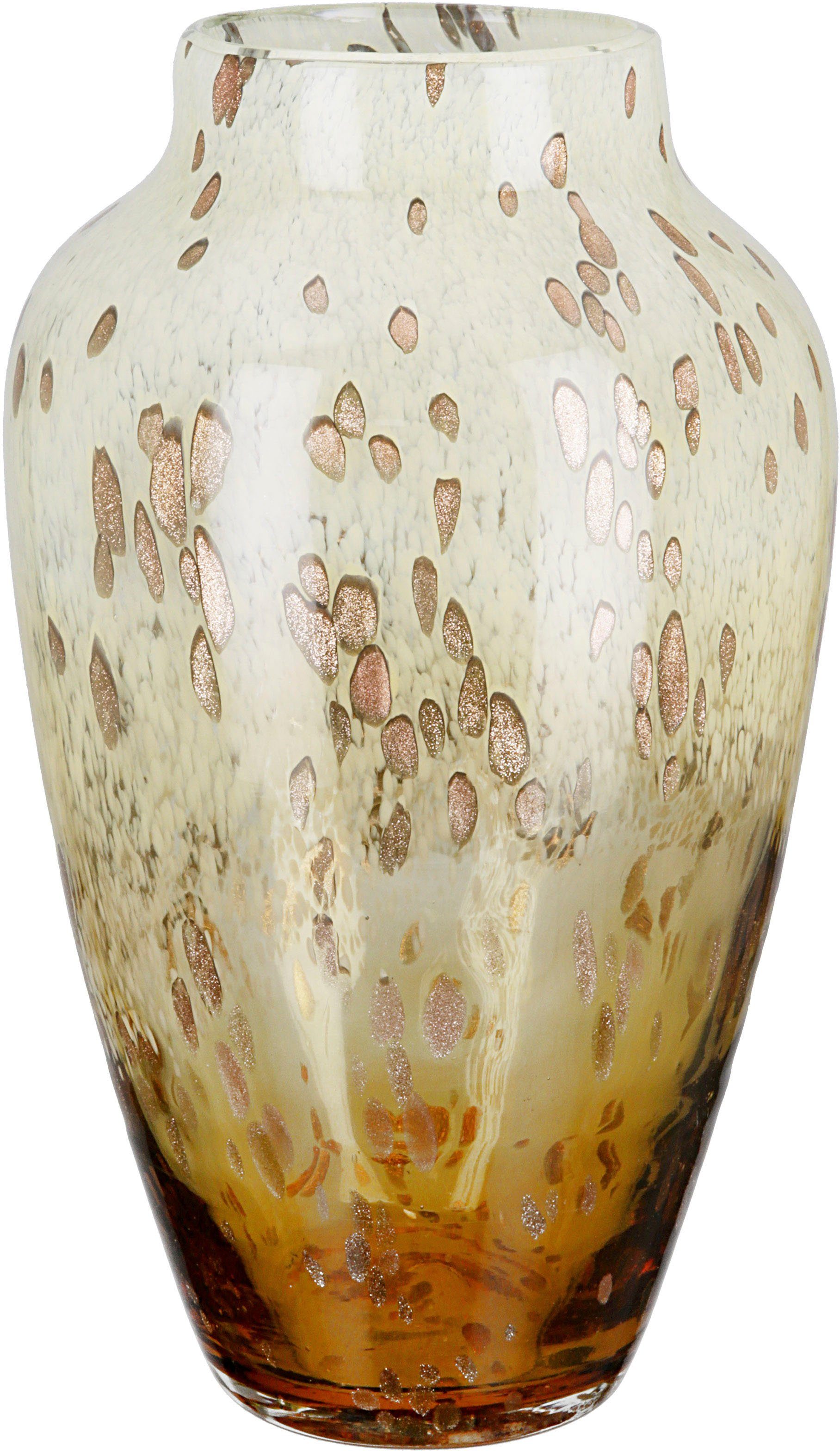 Dekovase goldfarbenem Gilde und 34 Tupfen Vase (1 aus ca. Höhe Ambrosio, by Tischvase Glas, Casablanca St), Glitter, cm mit