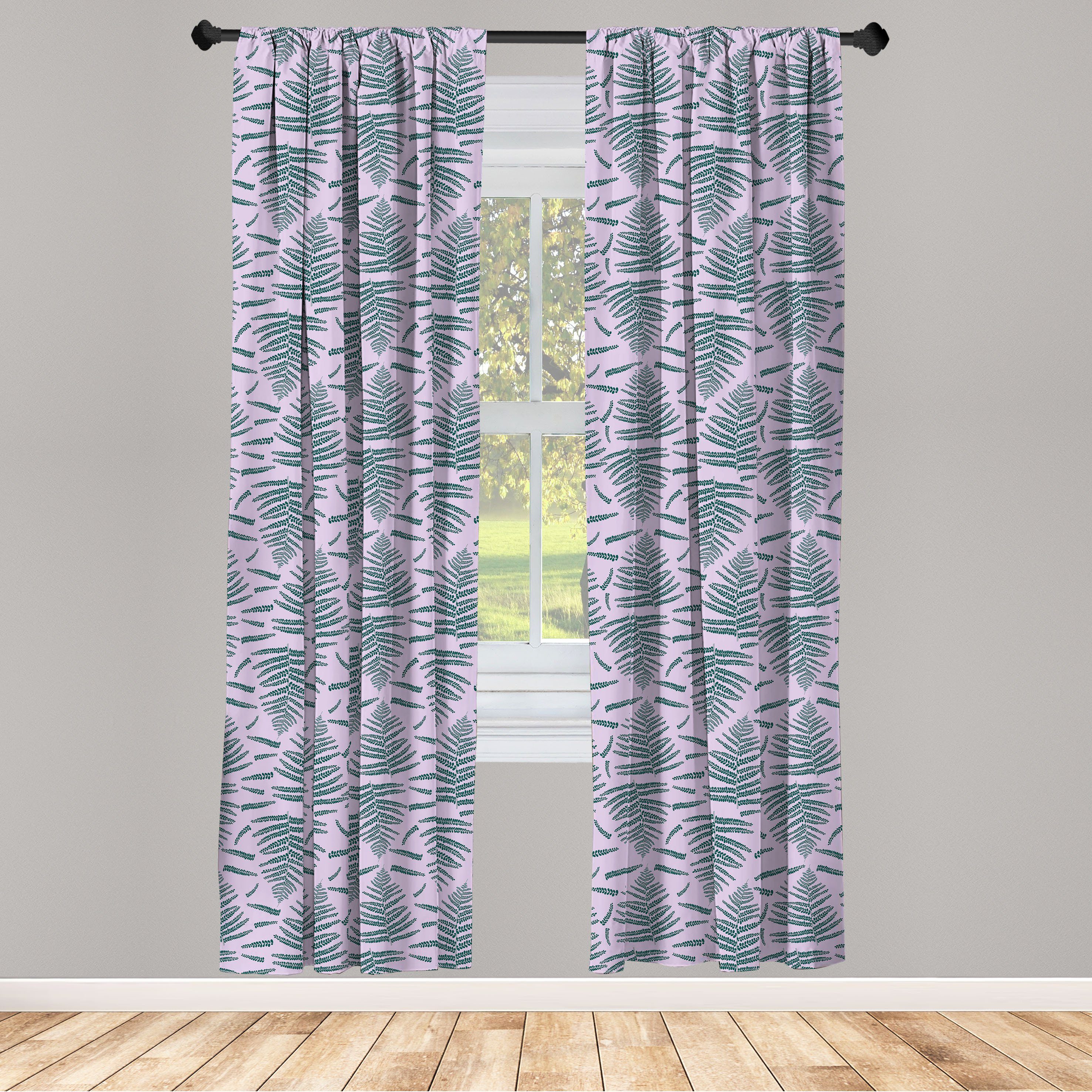Gardine Vorhang für Wohnzimmer Schlafzimmer Dekor, Abakuhaus, Microfaser, Botanisch Farn-Blätter auf Pastell