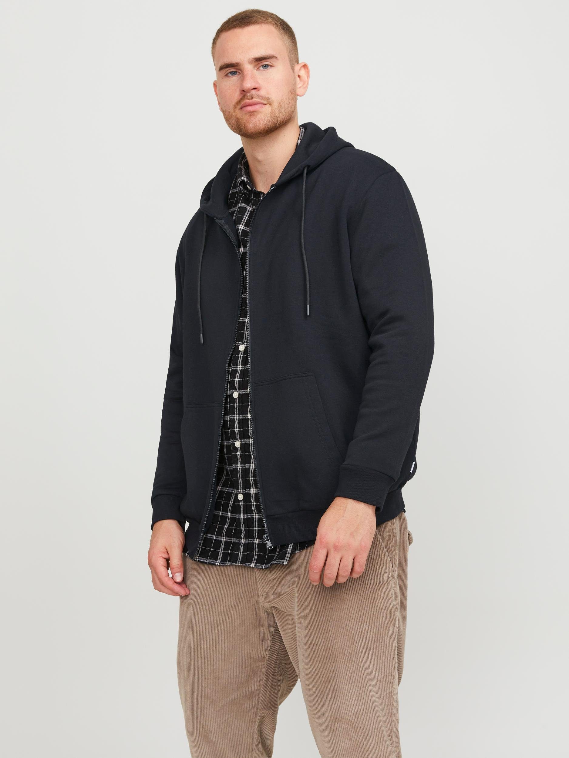 Jack & Jones PlusSize Kapuzensweatjacke JJEBRADLEY SWEAT ZIP HOOD NOOS PLS Black