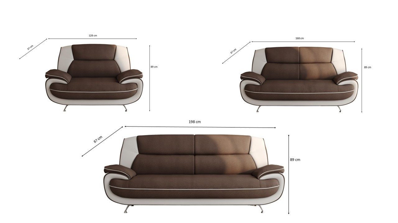 Kaiser Möbel Loungeset Wohnzimmer-Set 3-2-1 modern, Stoff Kronos, PALERMO, (3-2-1, Sitzgarnitur 3-2-1), breite Sitzflächen keine Schlaffunktion