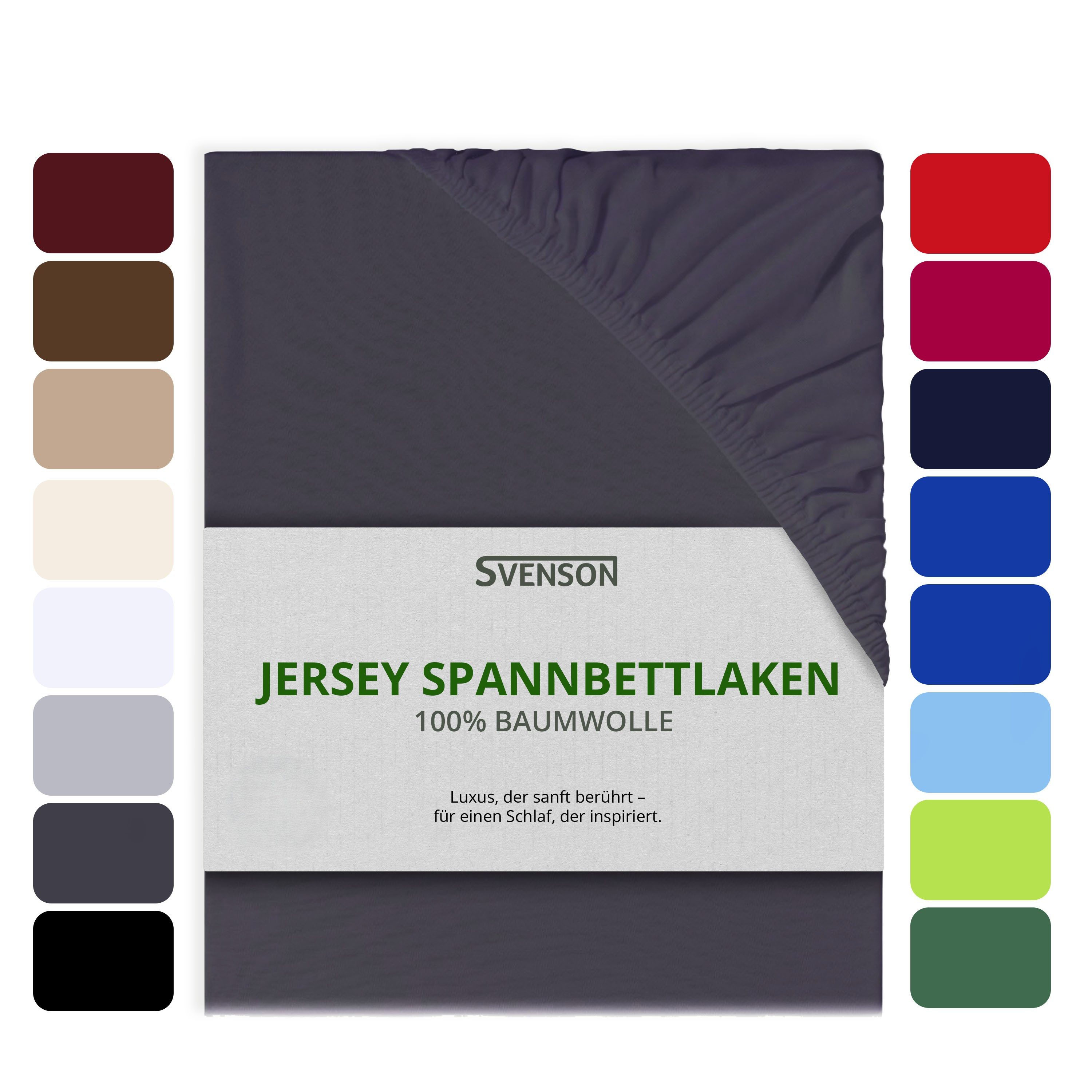 Svenson Spannbettlaken Svenson Jersey Spannbettlaken, 100% Baumwolle, Gummizug: rundum, (1 Stück), grau