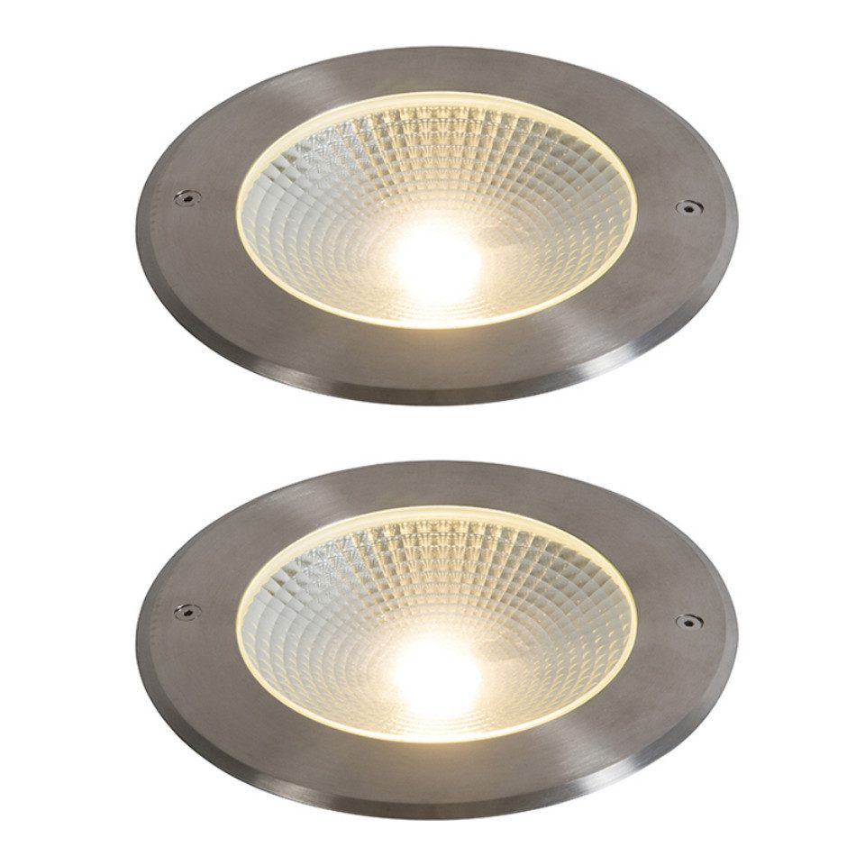 Qazqa LED Einbaustrahler 92855, LED wechselbar, QAZQA Außen Einbau­leuchte, non-replaceable-led, Stahl, Edelstahl