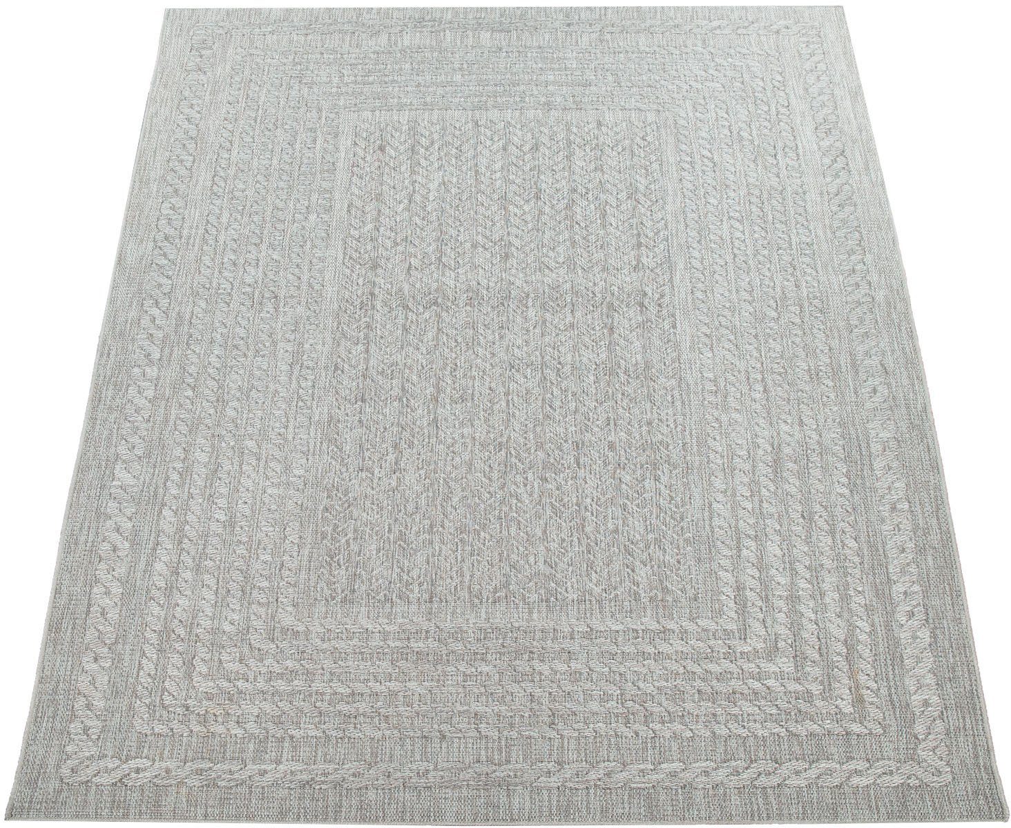 Teppich Liege 390, Paco Home, rechteckig, Höhe: 4 mm, Flachgewebe, melierte Sisal Optik, mit Bordüre, Outdoor geeignet cream | Kurzflor-Teppiche