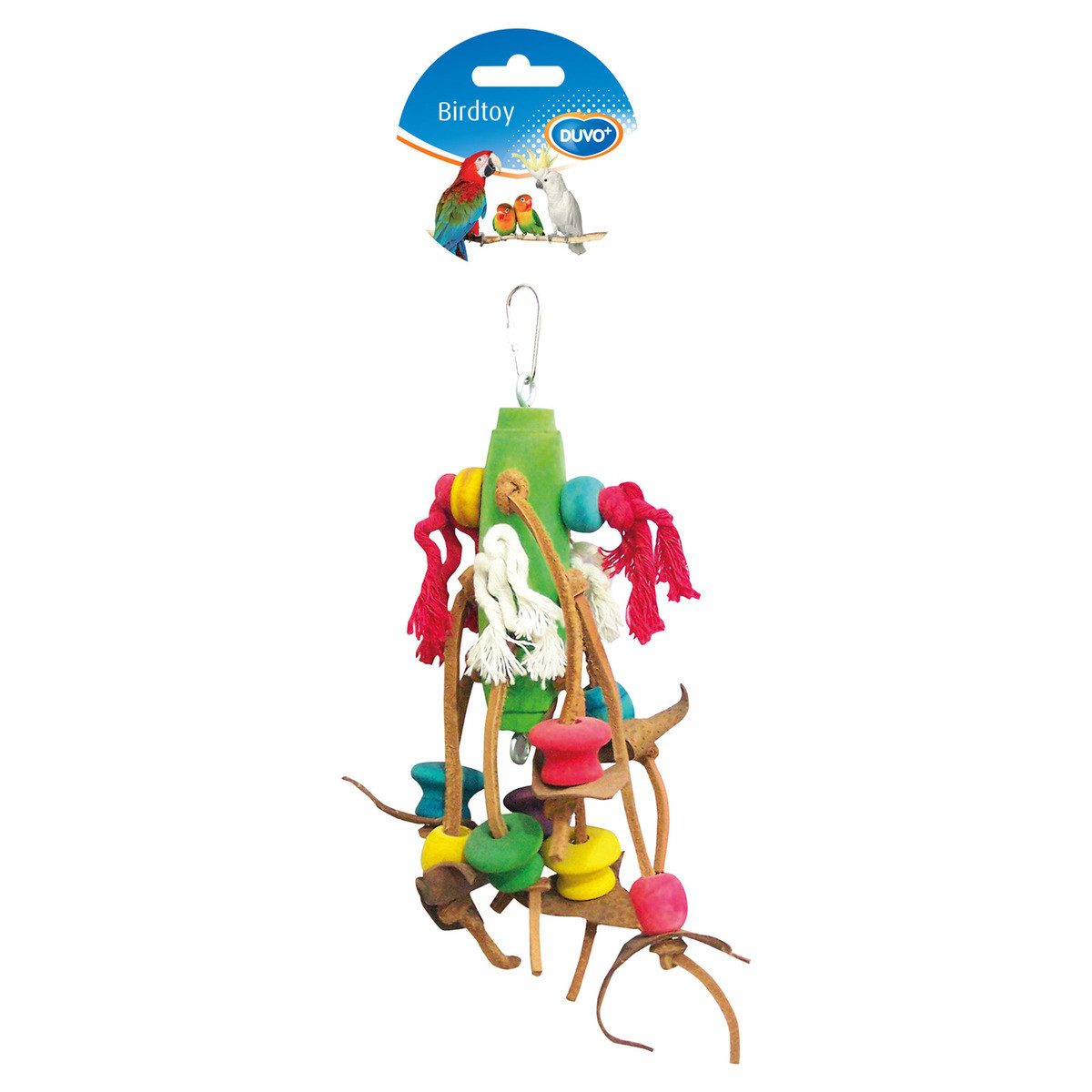 Vogelspielplatz Vogelspielzeug mit Lederquasten und Holzblöcken