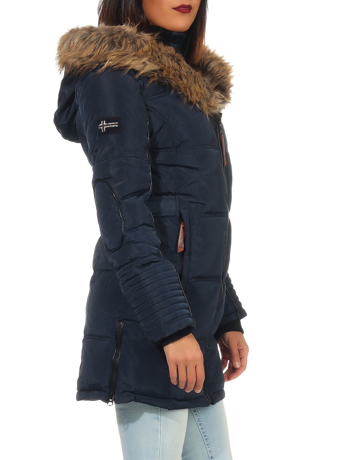 Geographical Norway Winterjacke Damen Outdoor Jacke G-Blustery by leyoley in Unifarbe, mit XXL-Kapuze