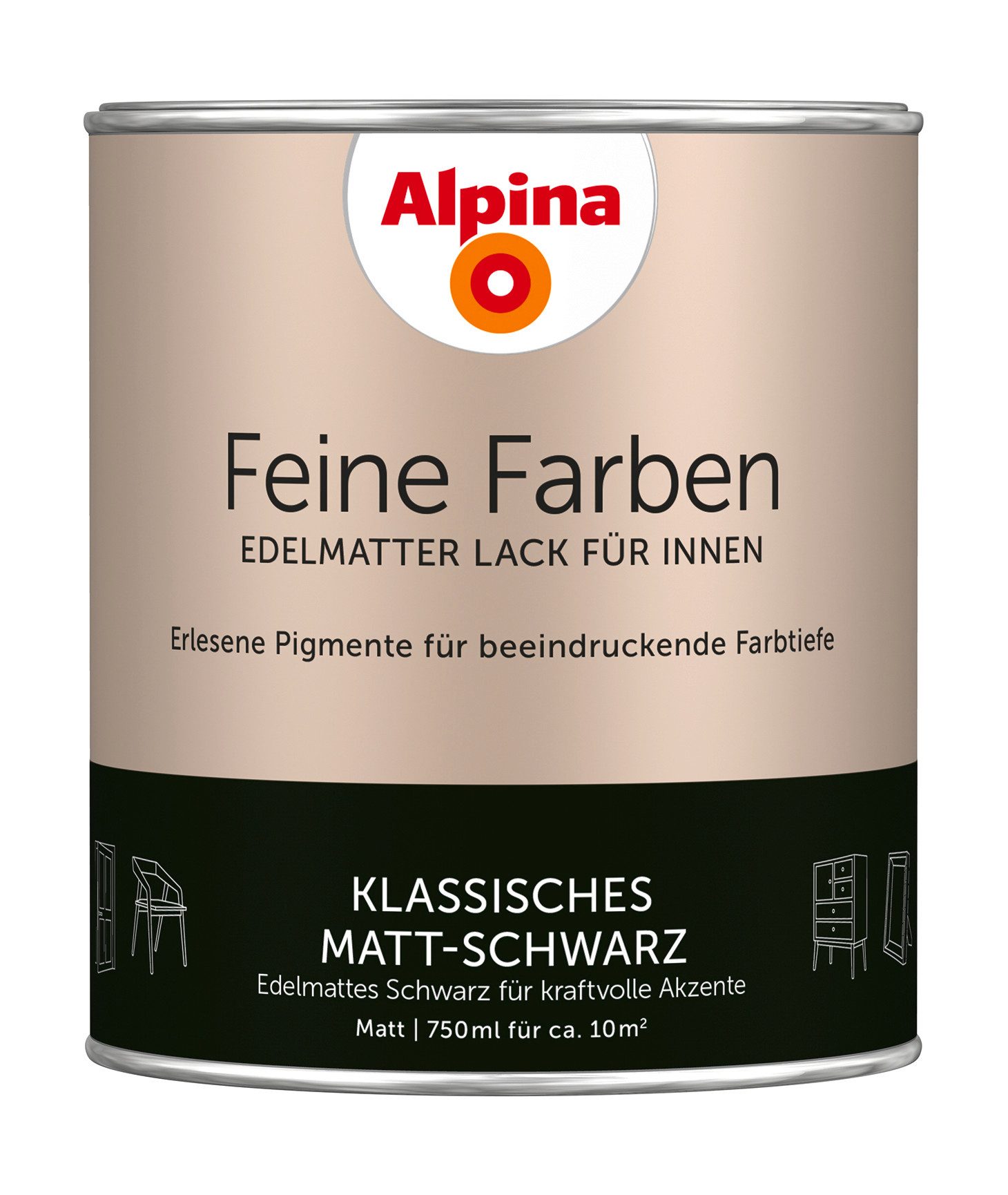 Alpina Lack Alpina Feine Цвета Lack 750ml - Matt Schwarz & Weiß