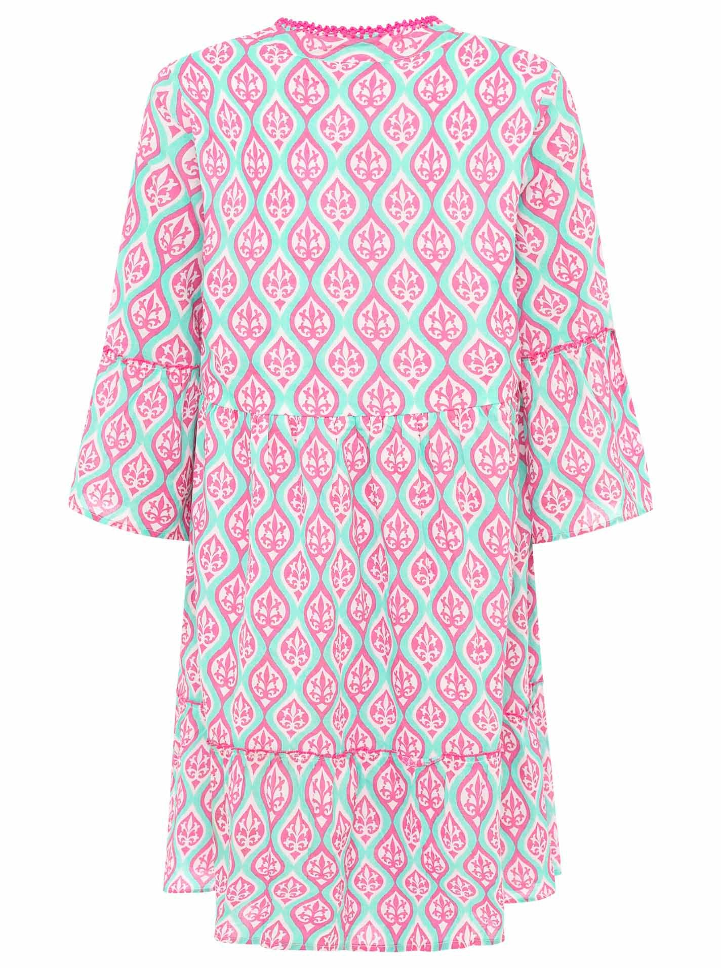 Zwillingsherz Sommerkleid "Ovale Ranken" mit Tasseln, Trompeten Ärmeln und Eingriffstaschen