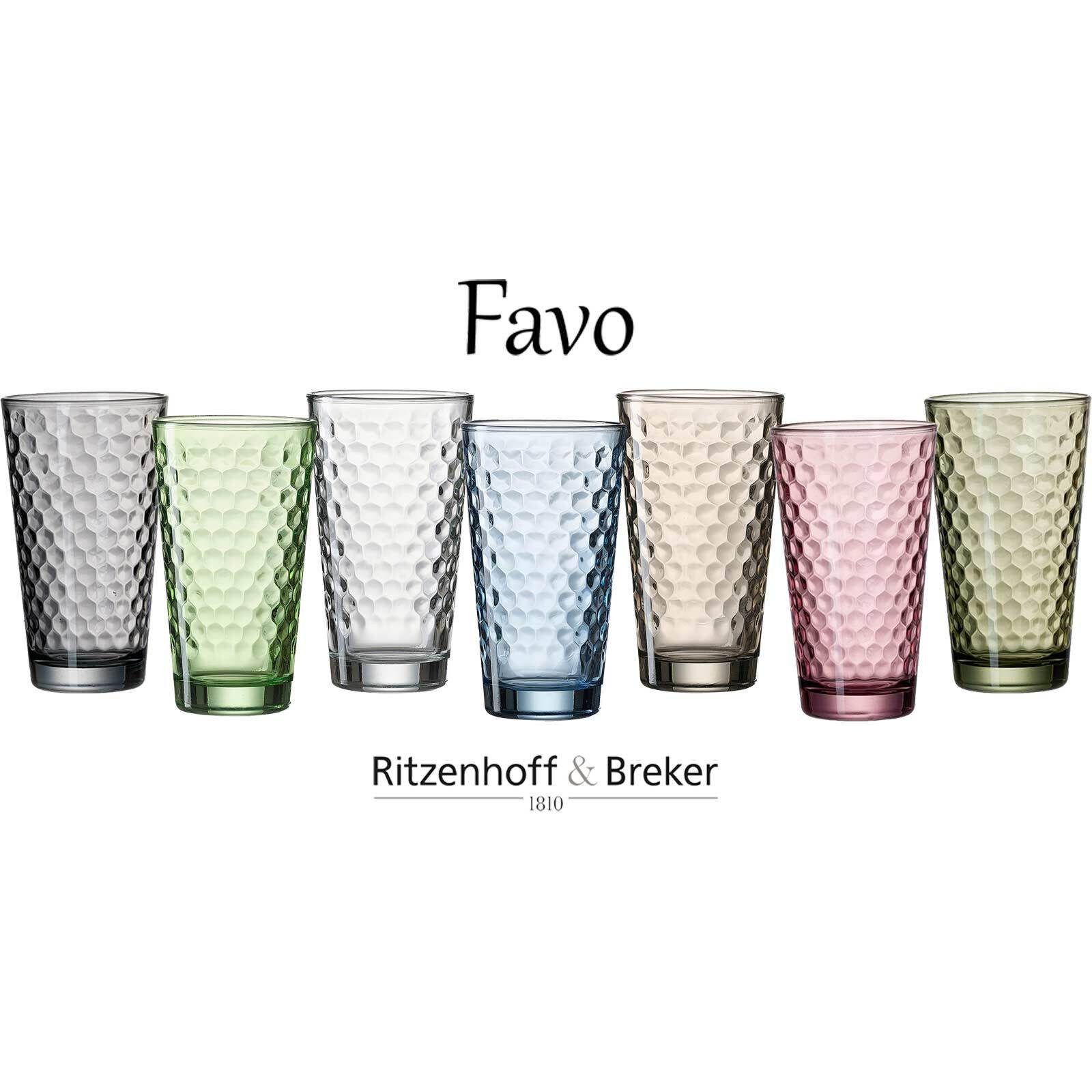 Ritzenhoff & Breker Longdrinkglas Favo Longdrinkgläser 400 ml 12er Set, 12-tlg., Glas – Bild 4 von 4