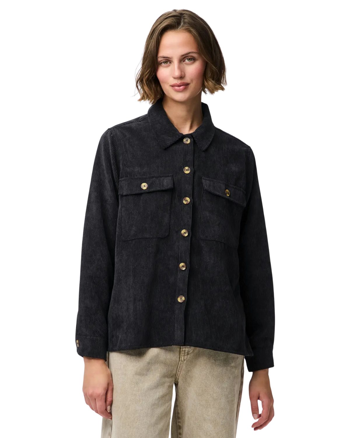 pieces Langarmhemd trendiges casual Cordhemd