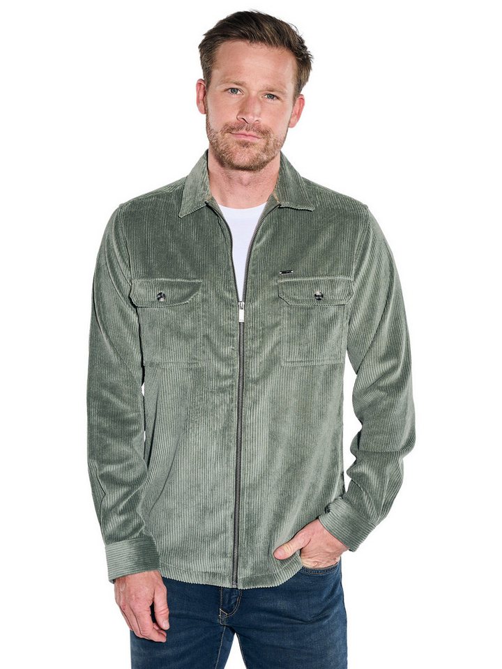 Engbers Langarmhemd Herren Sportives Overshirt aus Cord, Dunkelgruen