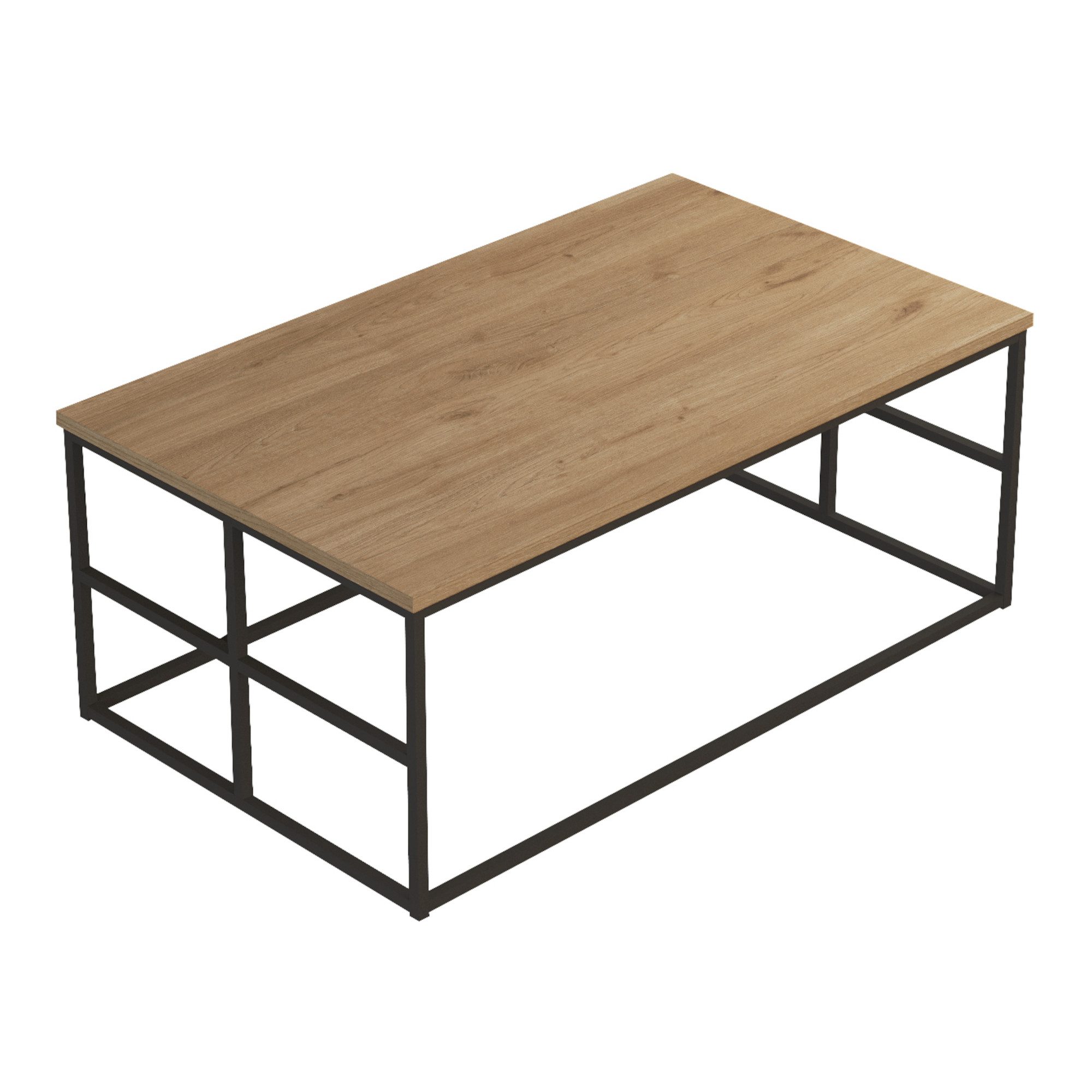 en.casa Couchtisch, »Velendi« 100 x 60 x 40 cm Eichenoptik / Schwarz