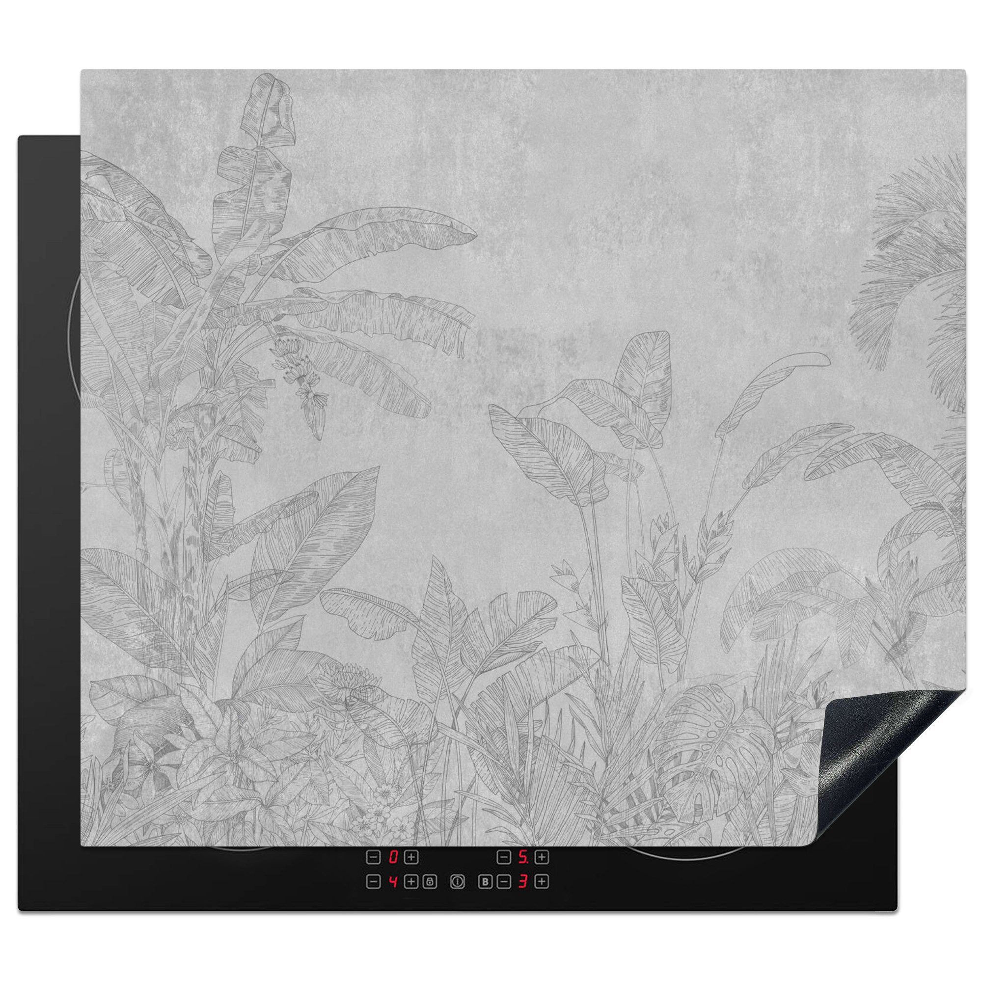 MuchoWow Herd-Abdeckplatte Beton - Muster - Grau, Vinyl, (1 tlg), Cerankochfeld Abdeckung, Herd Abdeckplatten Vinyl, 58.3x51.3 cm