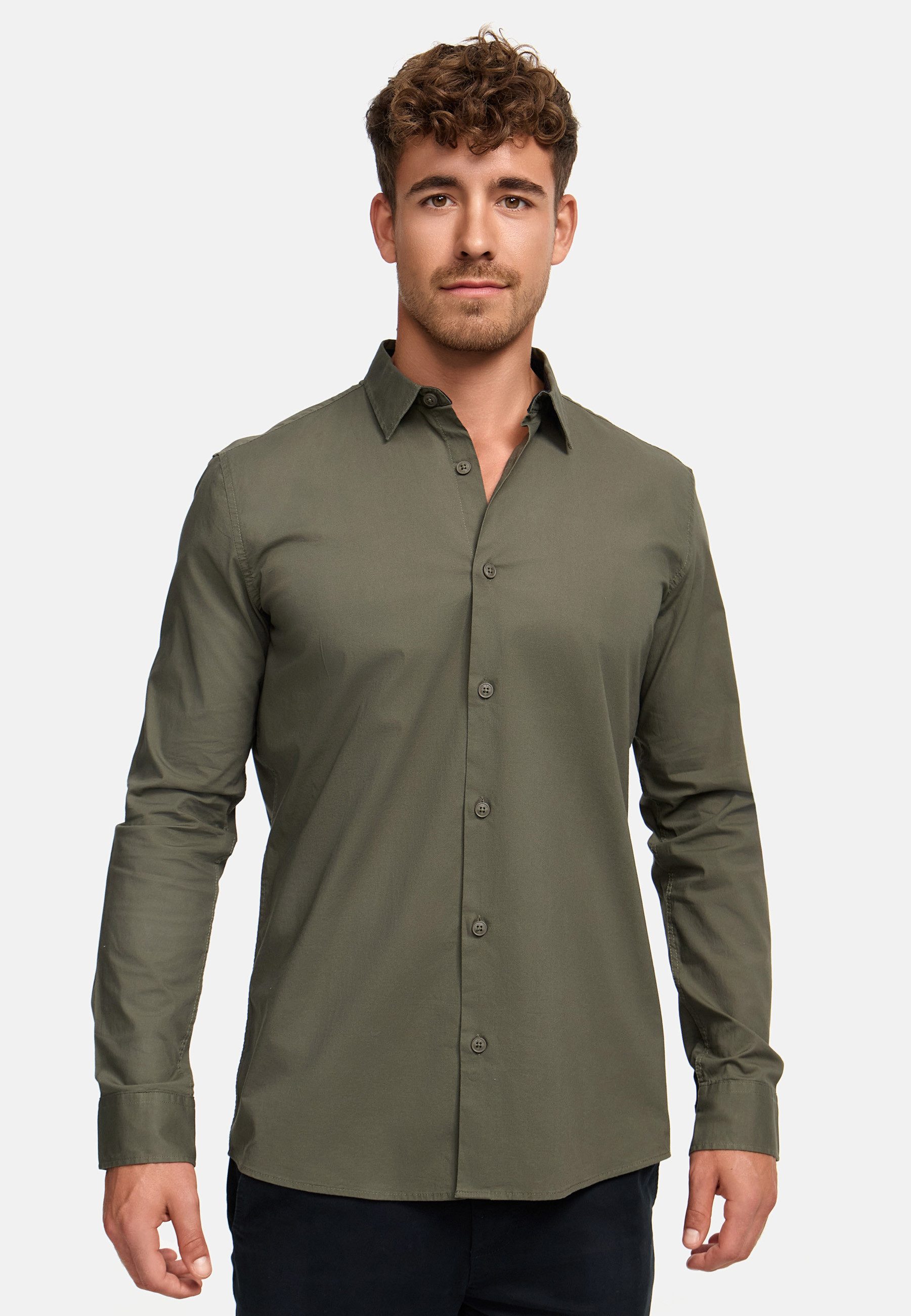 Indicode Langarmhemd Herren INKamby Herrenhemd Langarm mit einem Kentkragen günstig online kaufen