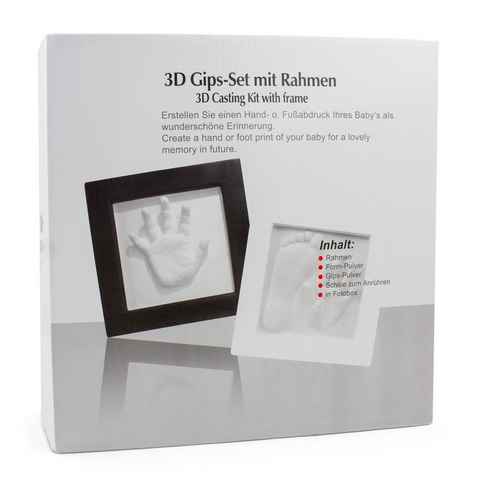 BRUBAKER Bilderrahmen zum Basteln Baby Geschenkset Hand- oder Fußabdruck, Bastelset mit Anleitung, Rahmenhöhe 23,5 cm
