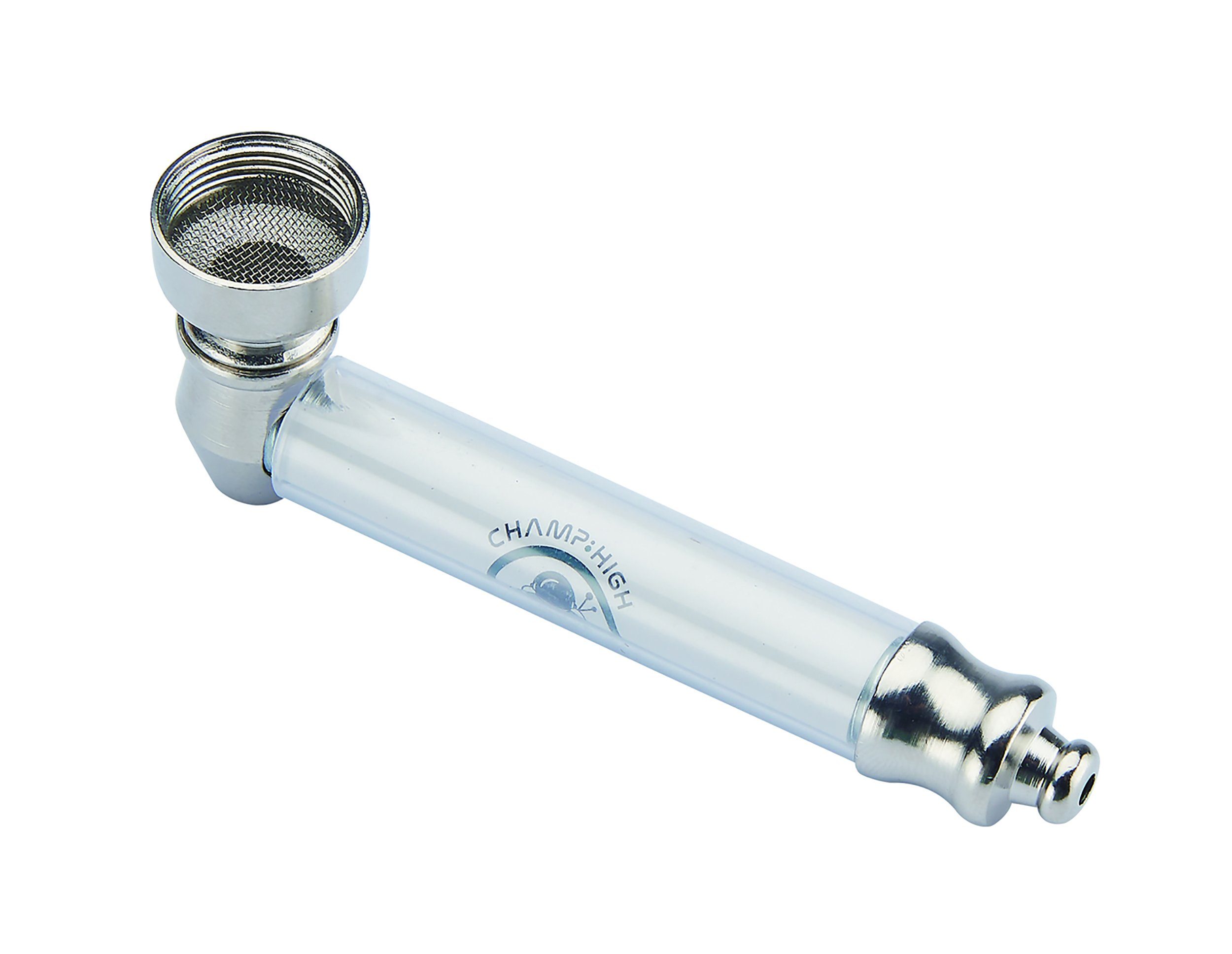 CHAMP HIGH Handpfeife MINI PFEIFE Metall 8,5cm lang mit 5 Sieben Tabakpfeife Pipe 54 (Weiss), Tabak