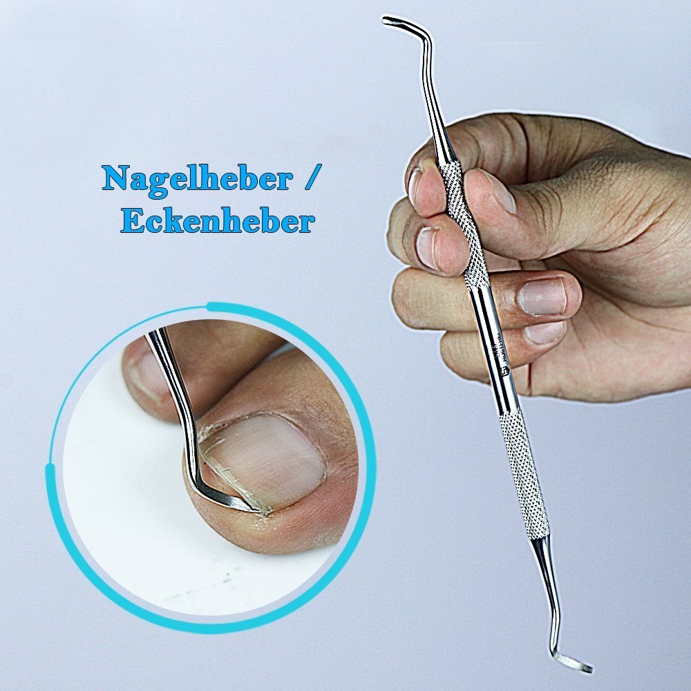 SMI Nagelhautzange Fußpflege set Nagelhautzange Nagelhautschieber Eckenheber, Fußpflegeset, 4-tlg., Fußpflege Nagelhautzange Nagelhautschieber Eckenheber, mit Nagelheber Fußpflege set