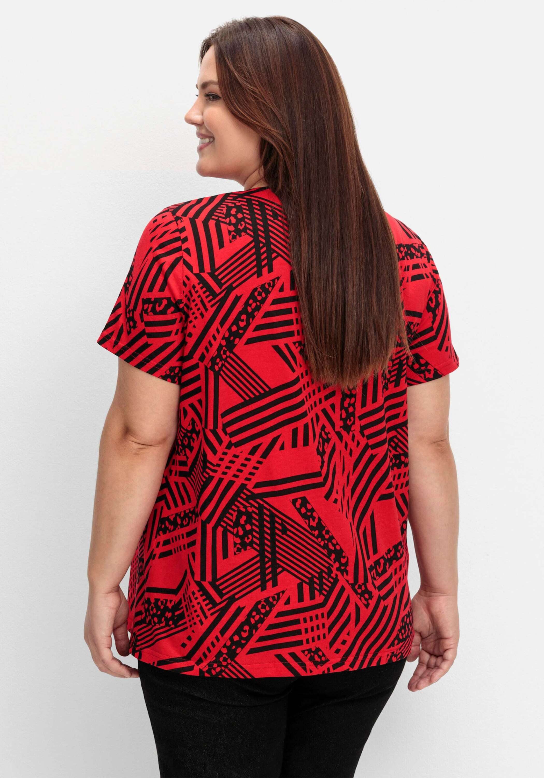 Sieh an! T-Shirt Shirt Kurzarm in A-Linie, mit grafischem Muster günstig online kaufen