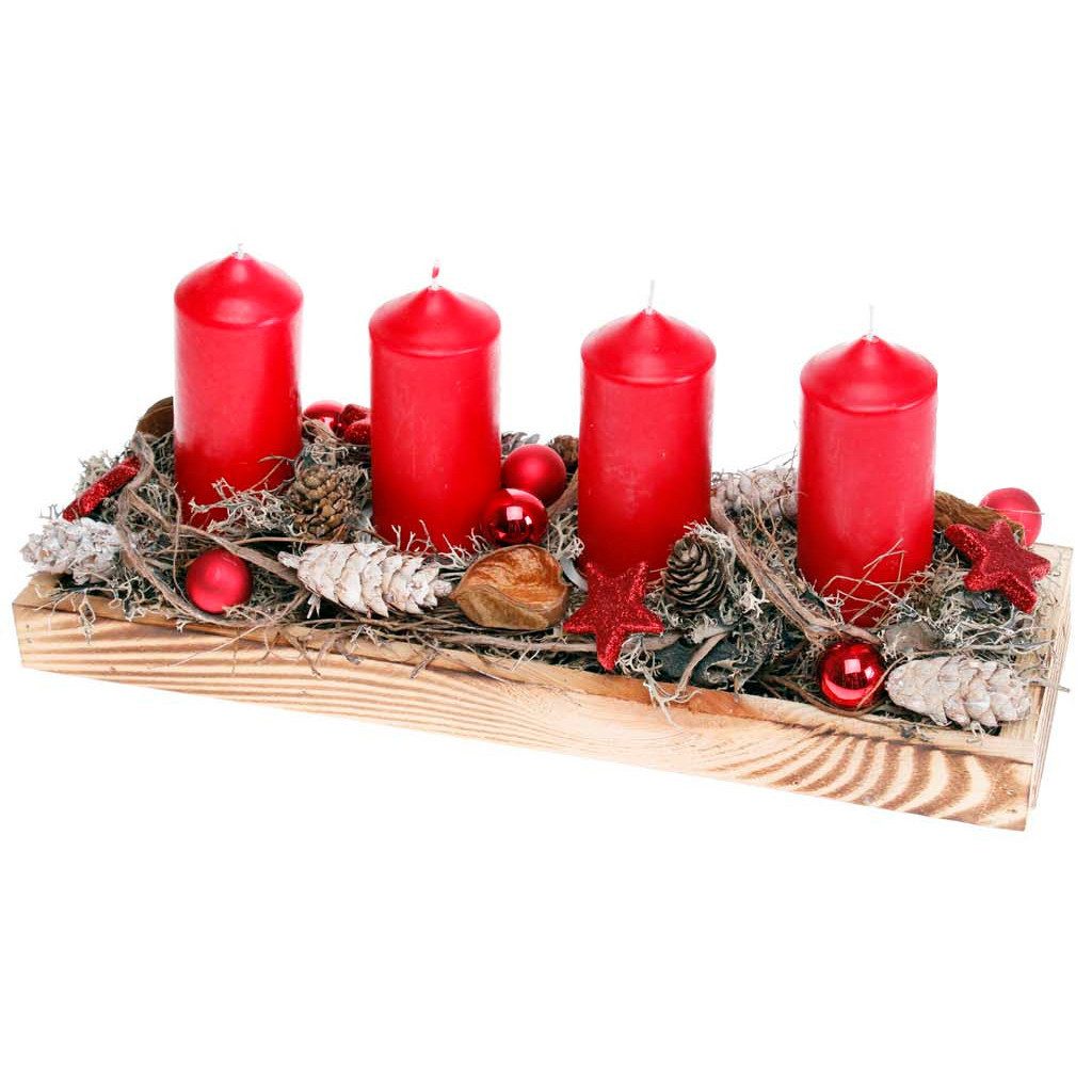 CreaFlor Home Adventskranz Adventsdeko, Handarbeit, Rot, Adventskranz, H: 15,5cm
