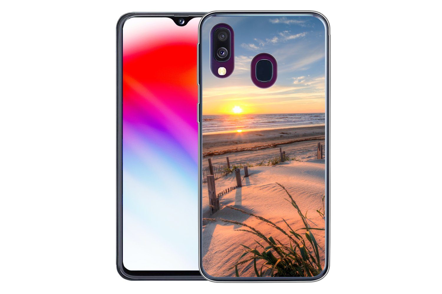MuchoWow Handyhülle für Samsung Galaxy A40 Strand - Meer - Düne - Sonnenuntergang - Landsc, Smartphone-Bumper, Print, Handy Schutzhülle Dünn