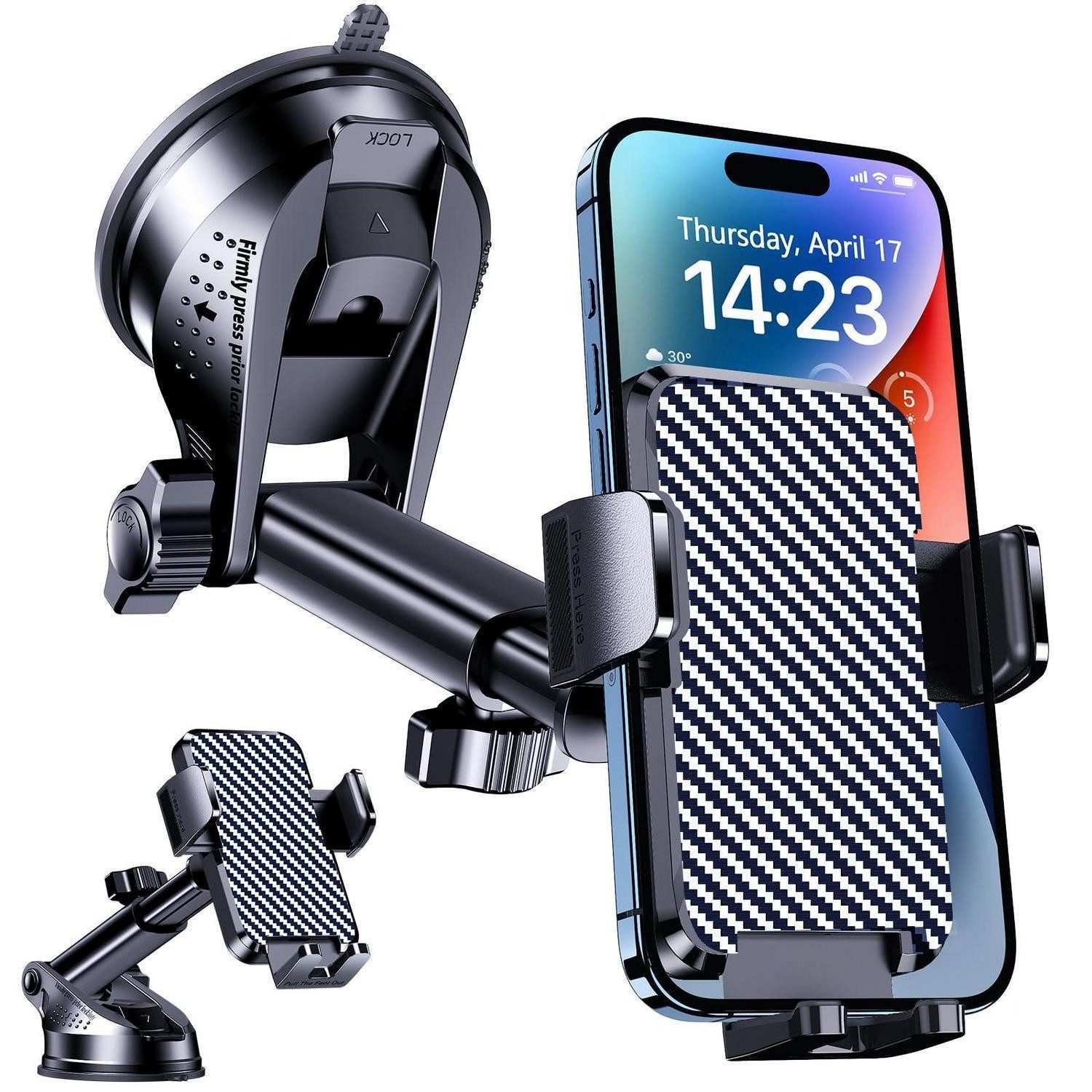 LuxusKollektion Handy-Halterung Handyhalterung Auto Armaturenbrett Saugnapf 360 Drehbar schwarz