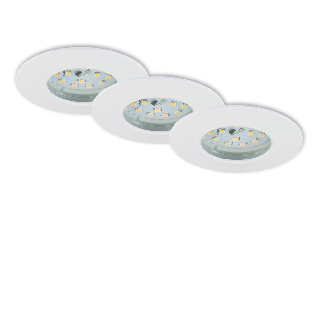 Briloner Leuchten LED Einbaustrahler 7204-036, LED fest integriert, 3000K - Warmweiß, 3er Set, Warmweiß 3000K, weiß, 5W - 400 lm, Ø 7,5 x 2,8 cm
