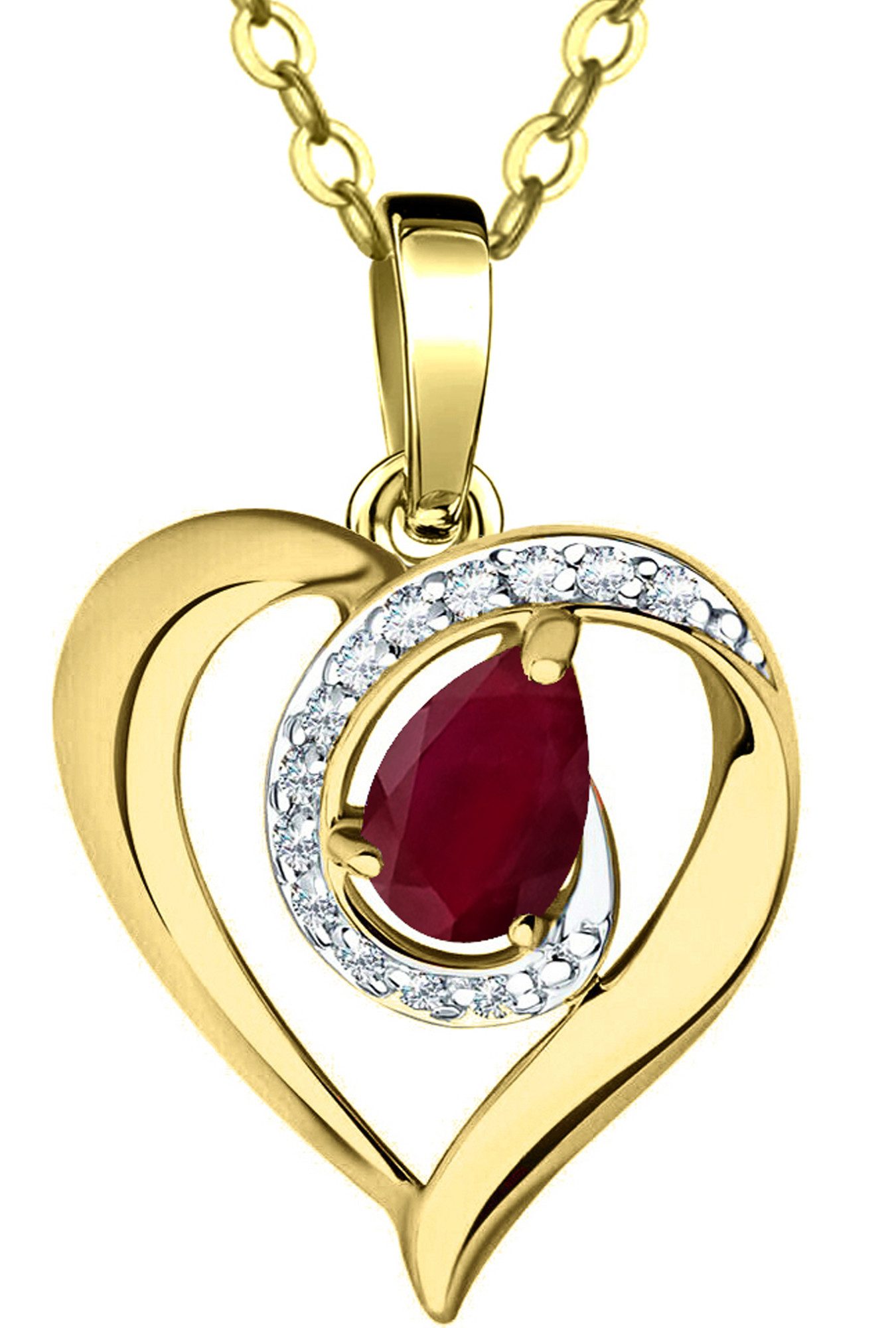 Limana Herzkette echter Rubin rot 925 Silber Damenkette Goldkette vergoldet Halskette (mit Dose und Tasche Weihnachtsgeschenk Kette Herz Anhänger Edelstein), Schmuck Liebesgeschenk Liebe Geschenk für Frauen Damen Freundin Mutter