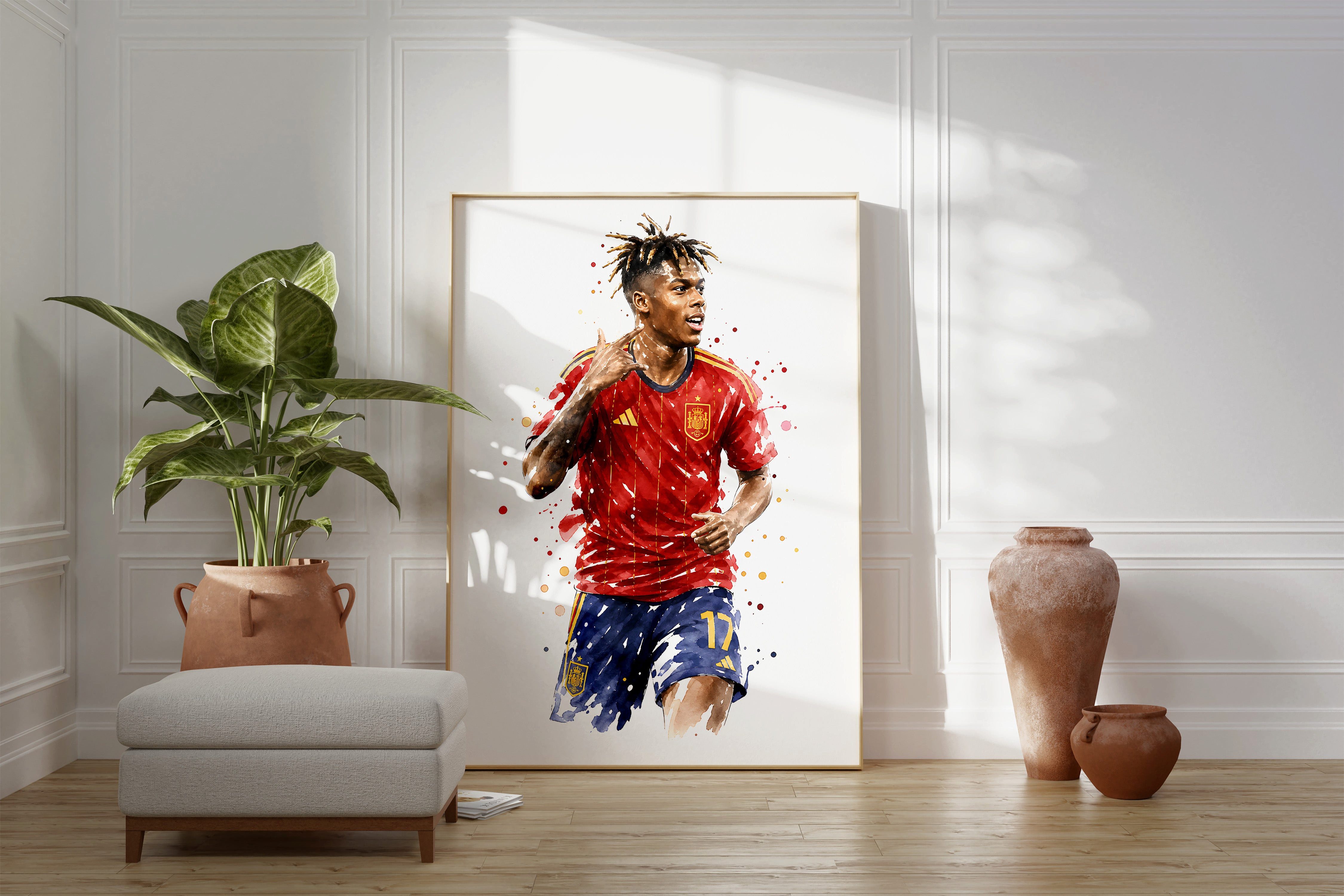 JUSTGOODMOOD Poster Spanien Fussball Geschenkidee Aquarell Sport Wandbild Deko Print ohne, (1 St)